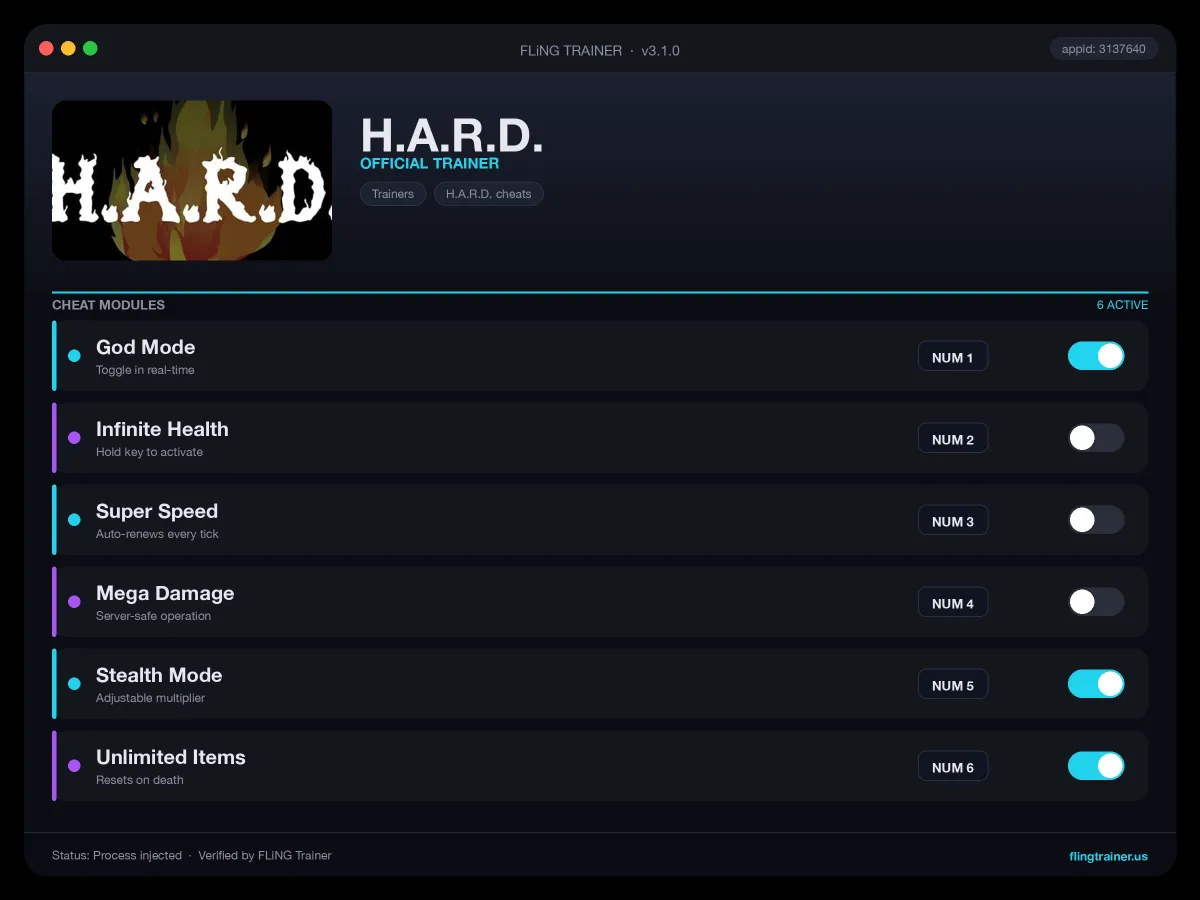 H.A.R.D. Trainer interface