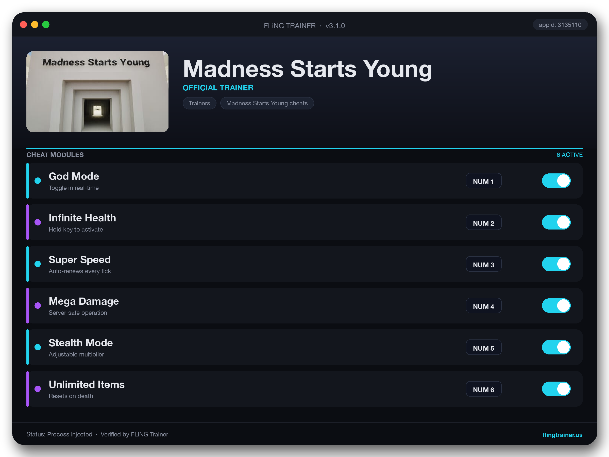 Madness Starts Young Trainer interface