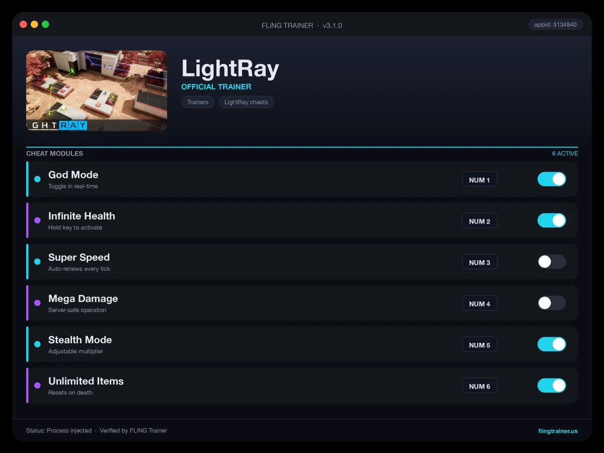 LightRay Trainer interface