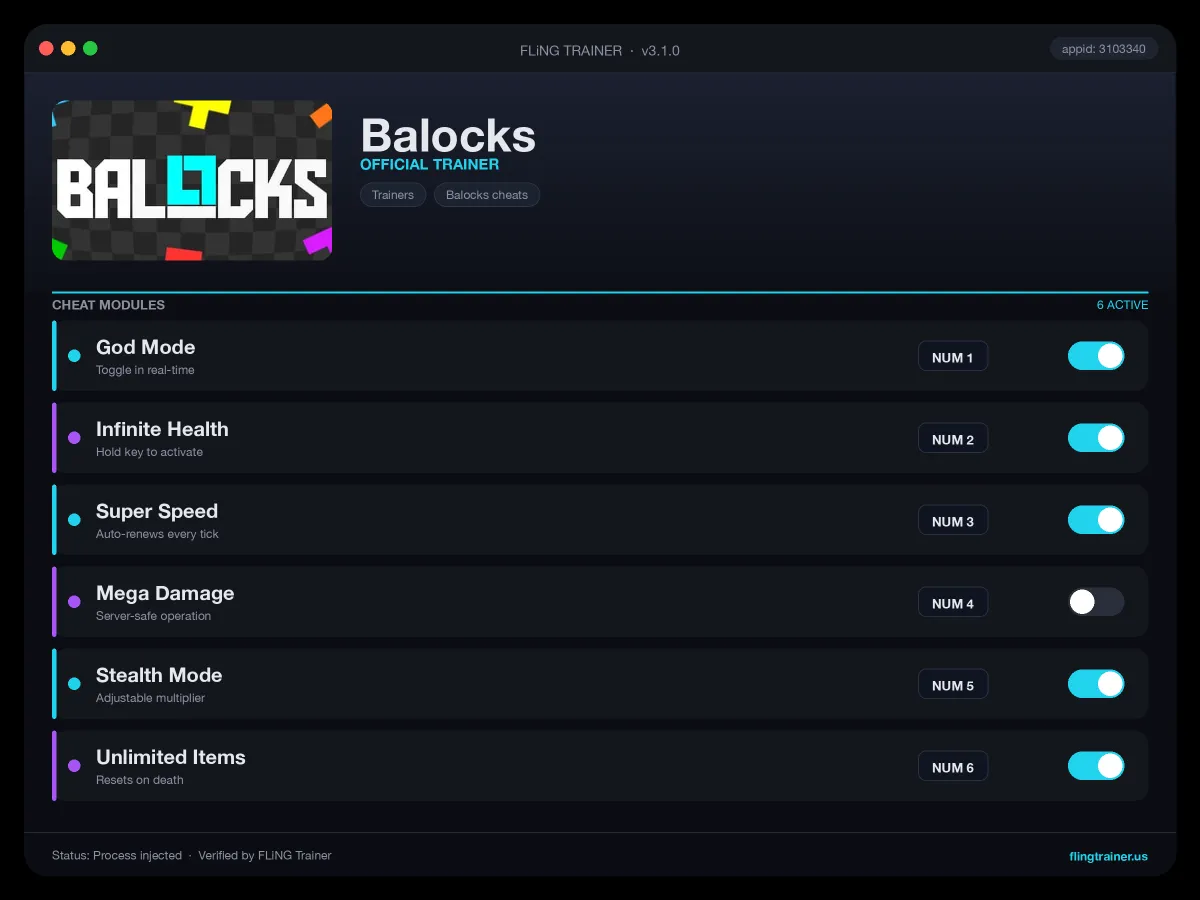 Balocks Trainer interface