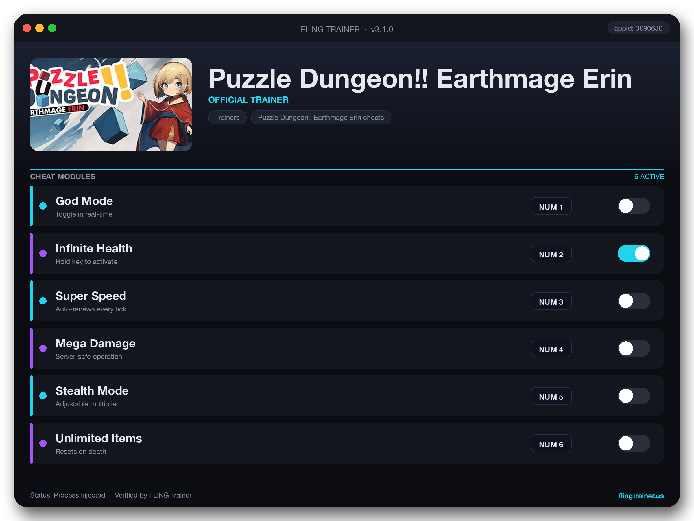 Puzzle Dungeon!! Earthmage Erin Trainer interface