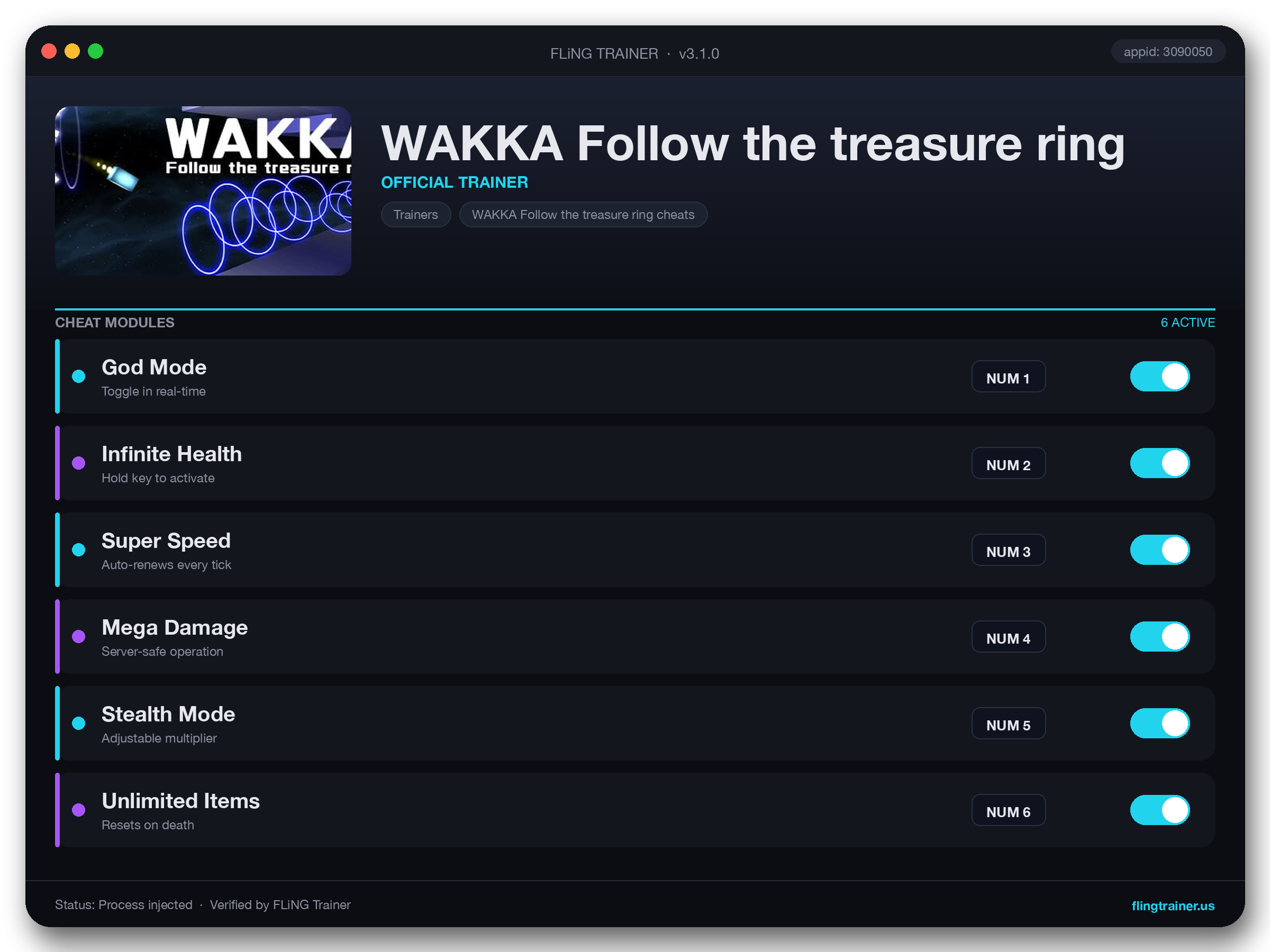 WAKKA Follow the treasure ring Trainer interface