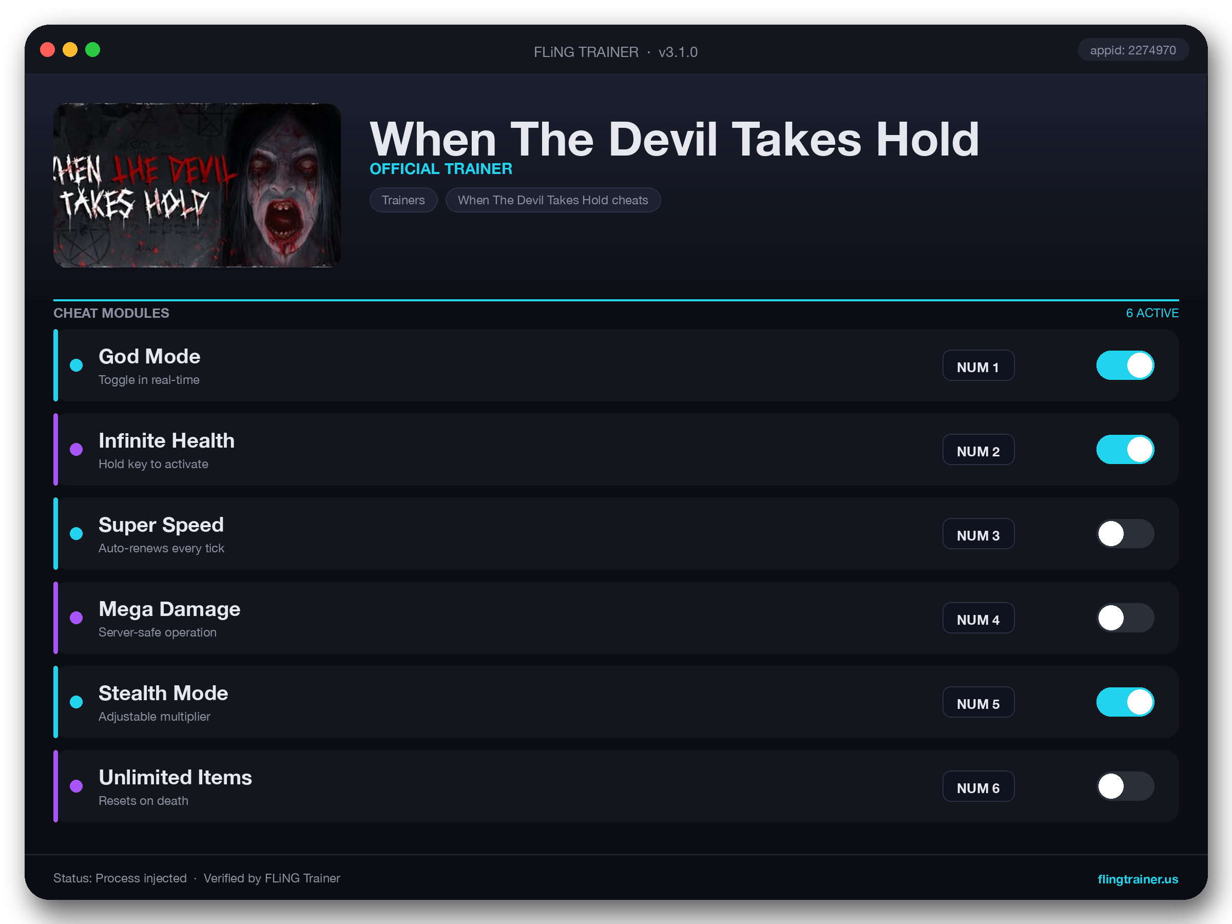 When The Devil Takes Hold Trainer interface