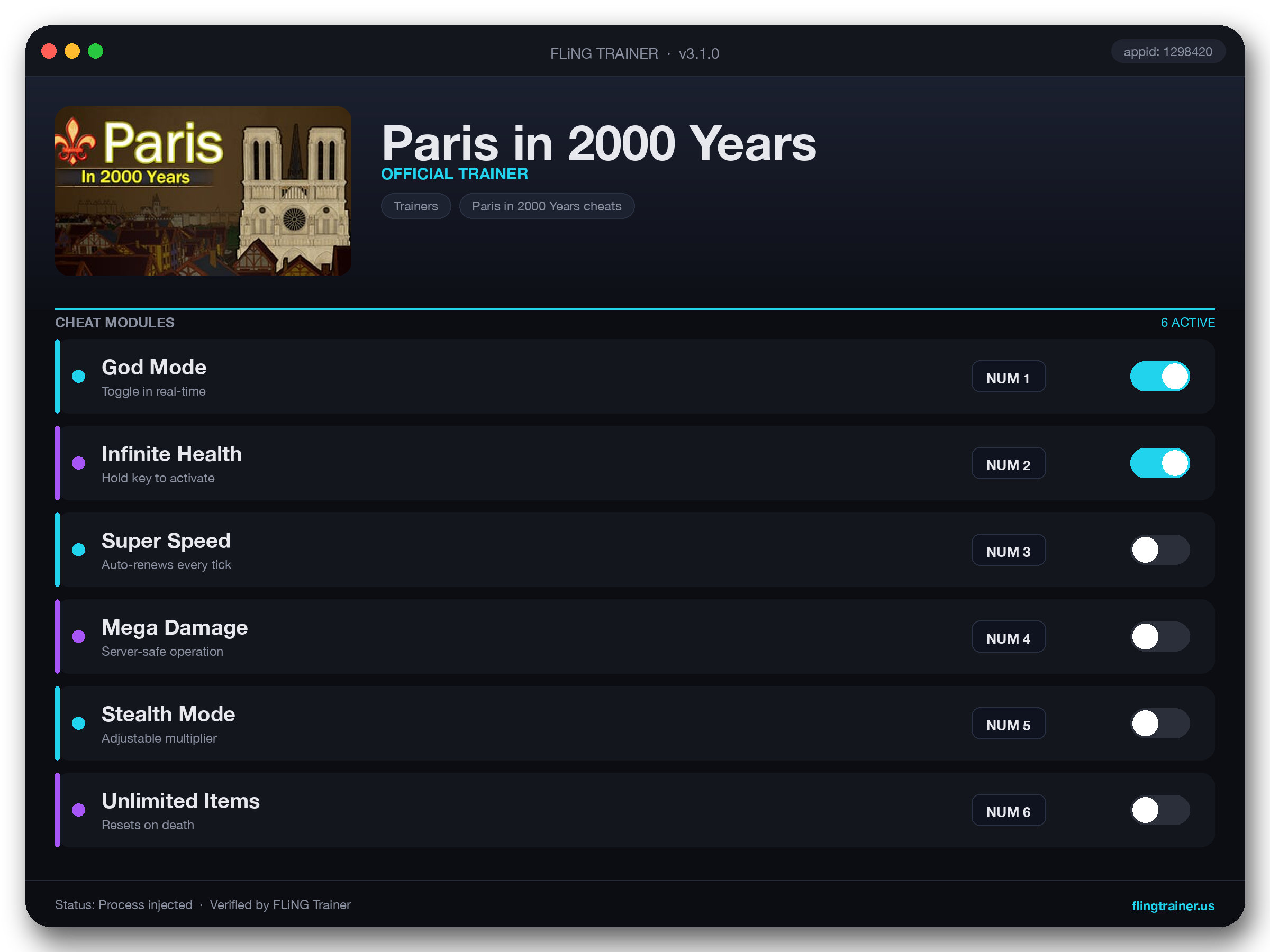Paris in 2000 Years Trainer interface