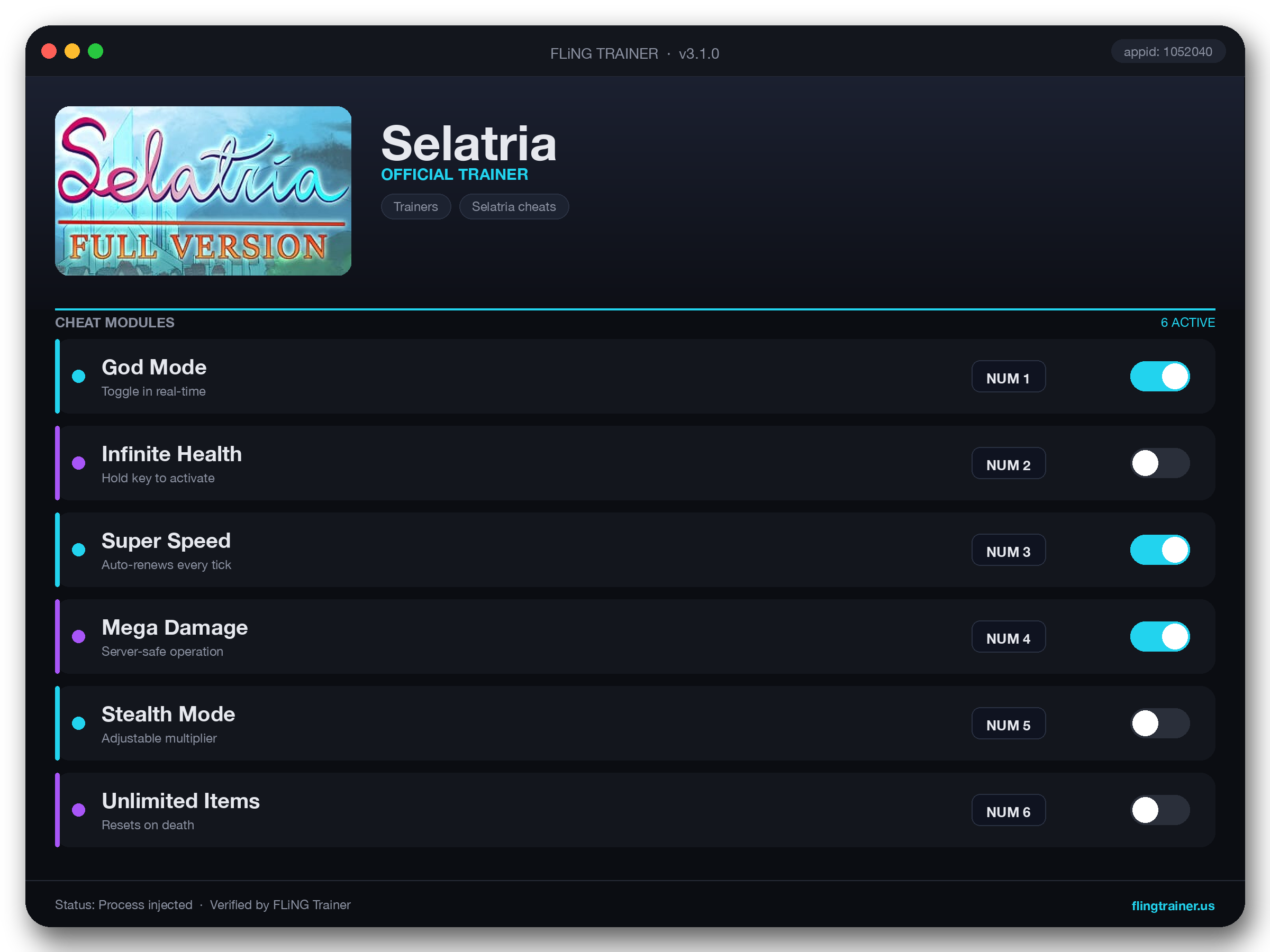 Selatria Trainer interface