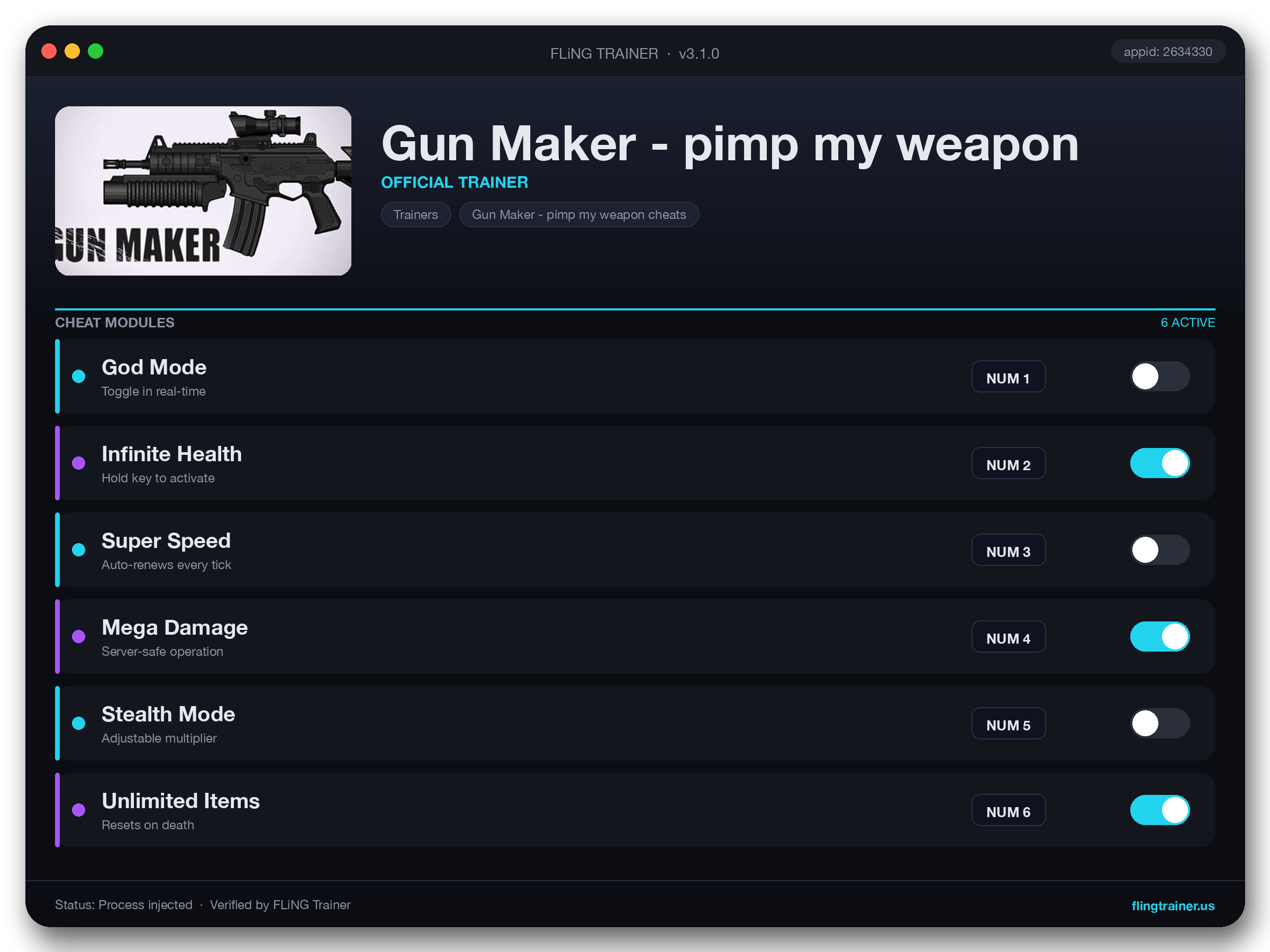 Gun Maker - pimp my weapon Trainer interface