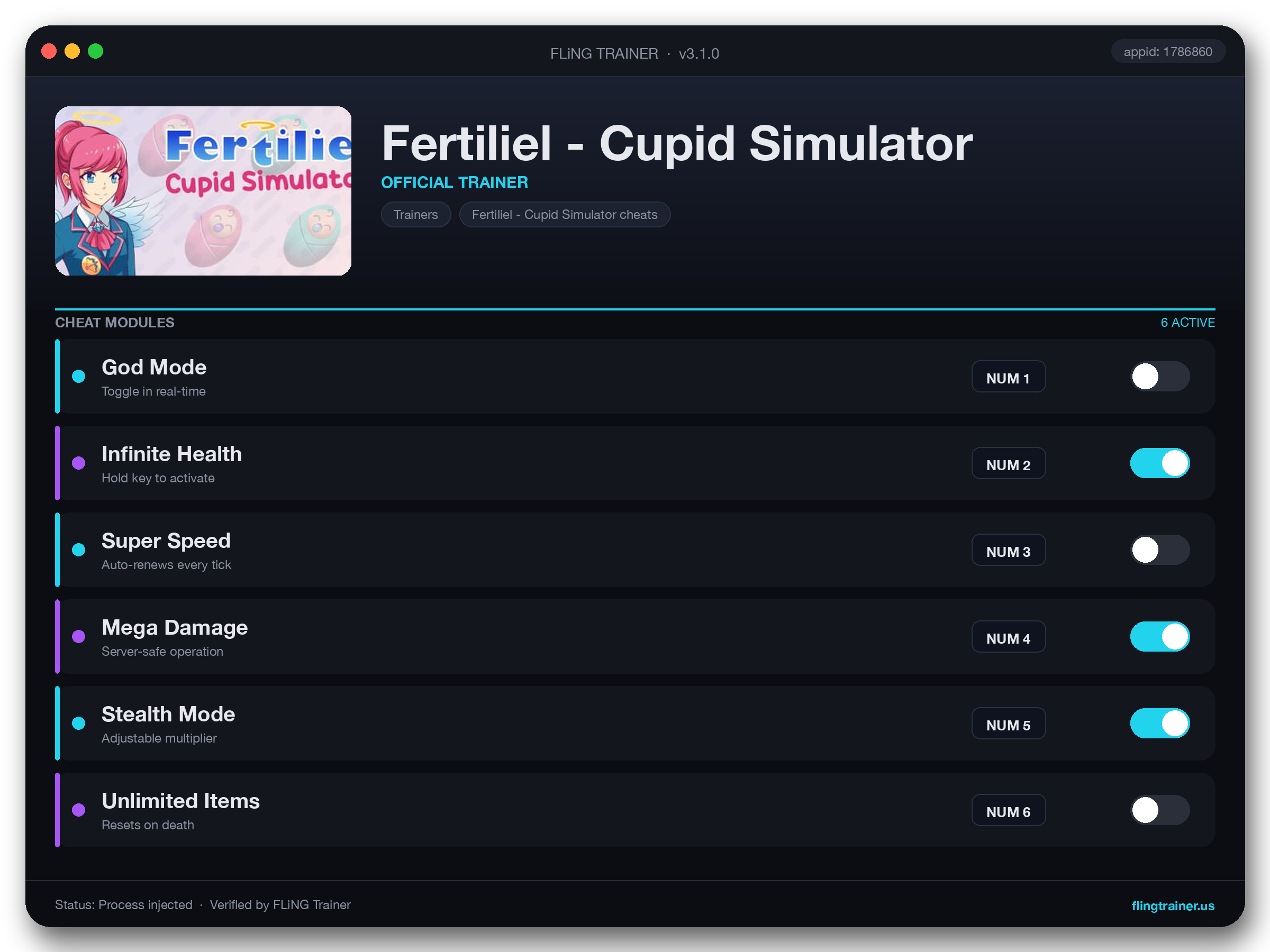 Fertiliel - Cupid Simulator Trainer interface