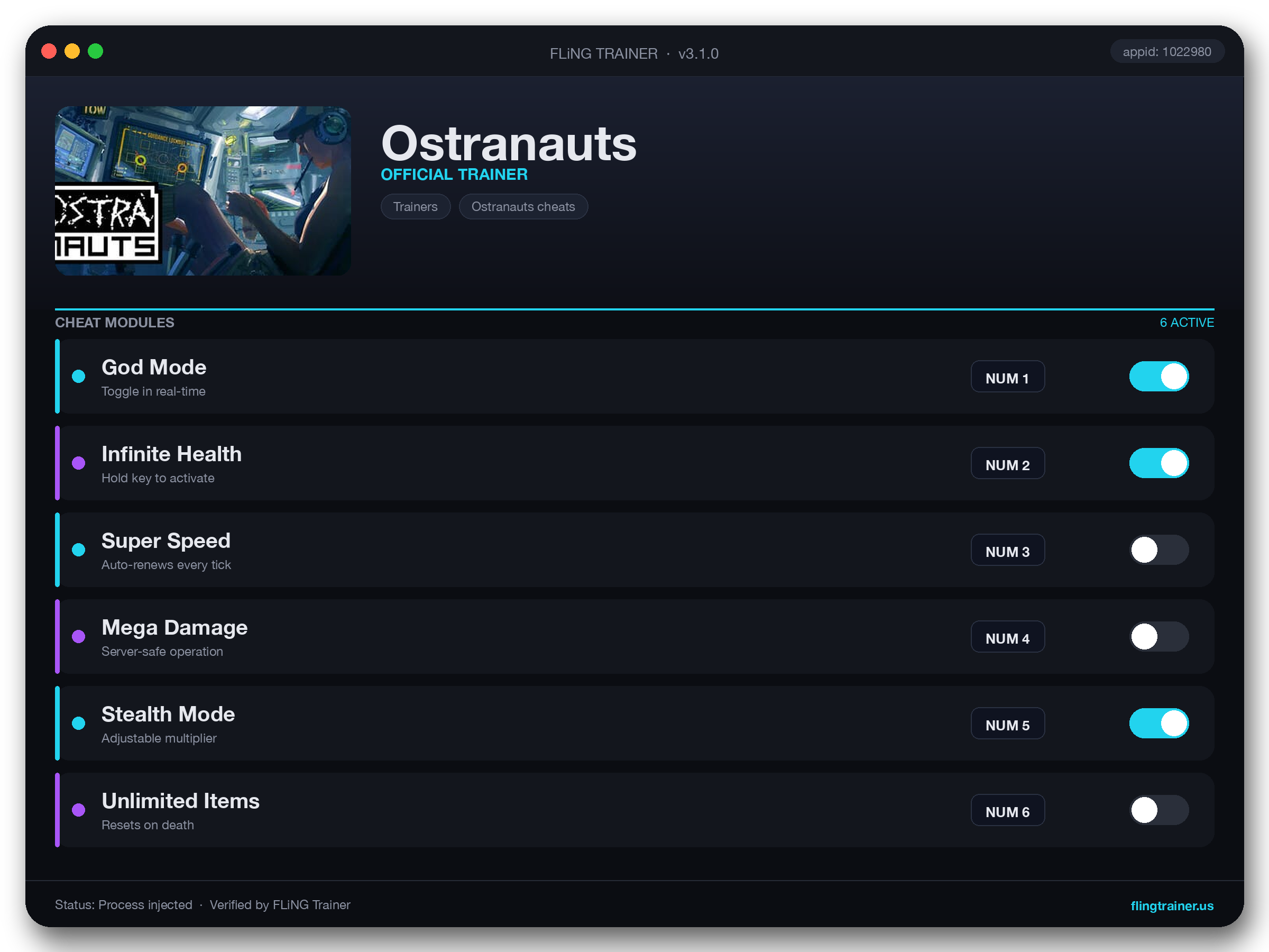 Ostranauts Trainer interface