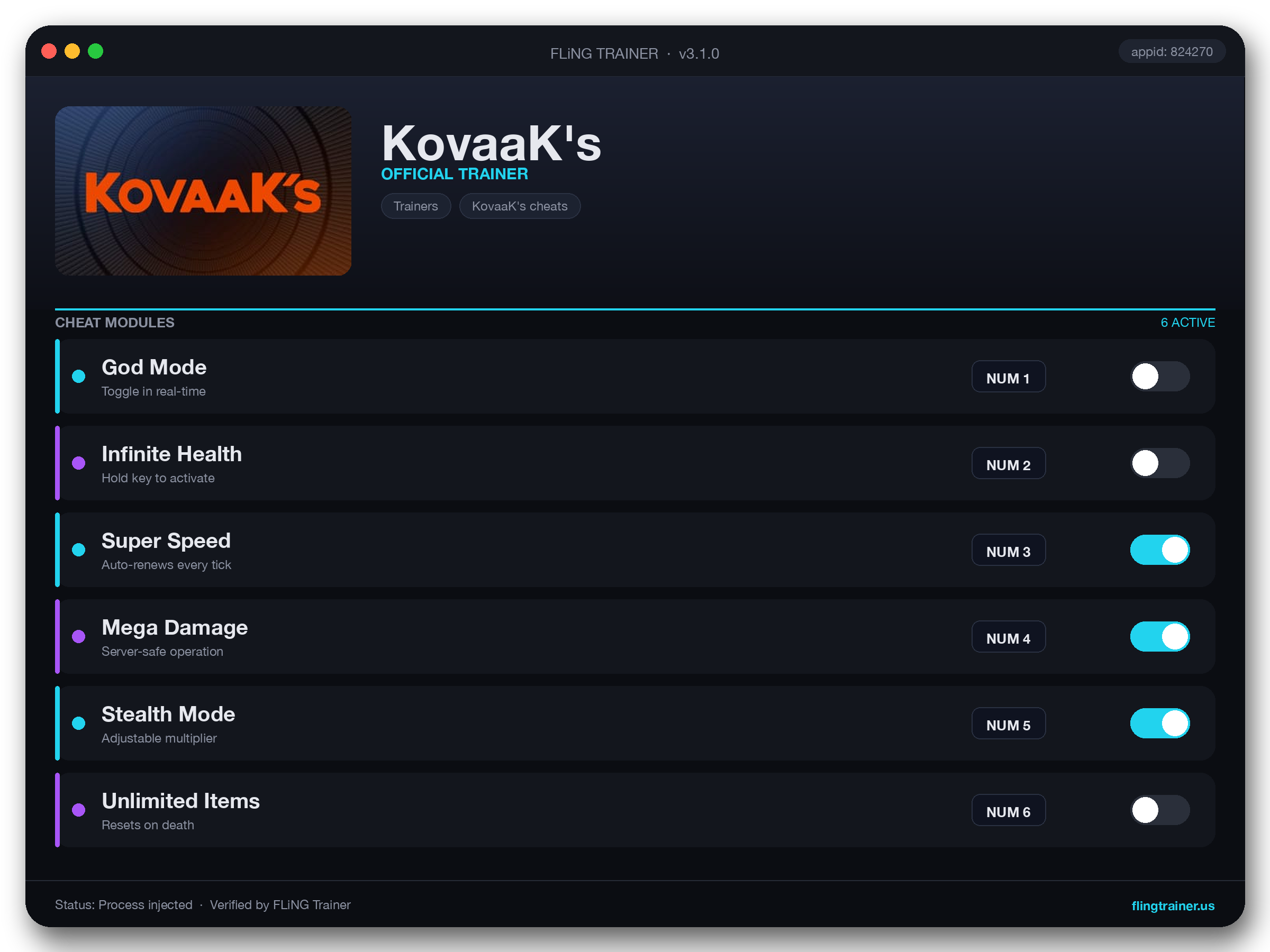 KovaaK's Trainer interface