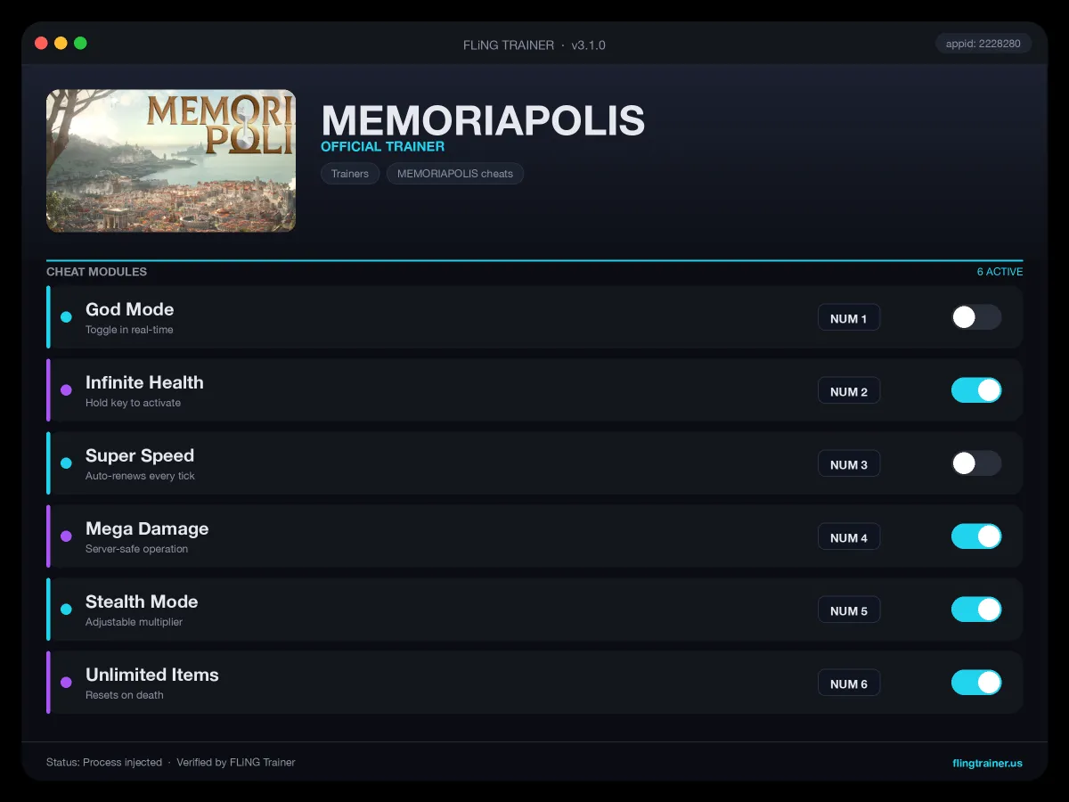 MEMORIAPOLIS Trainer interface