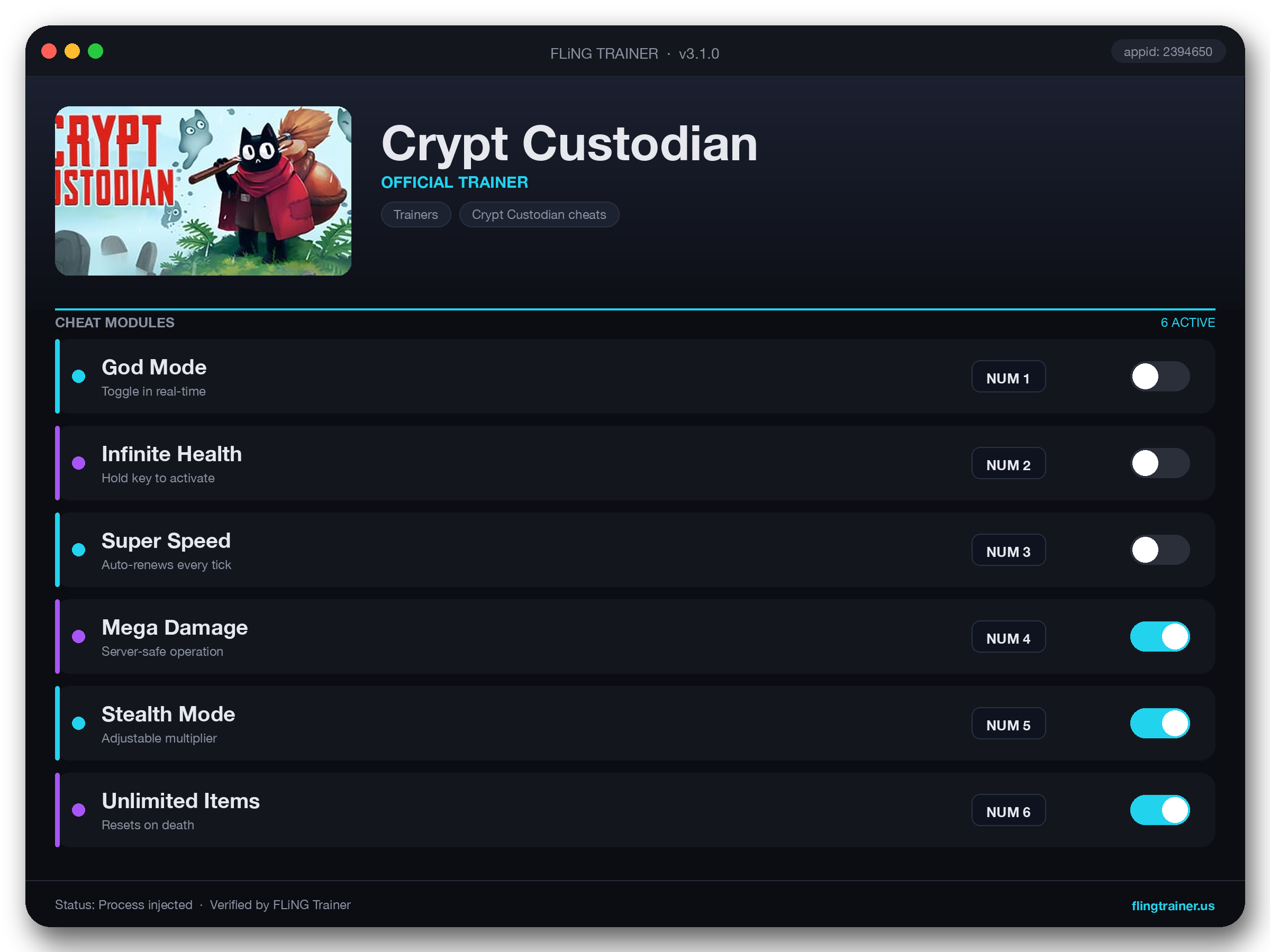 Crypt Custodian Trainer interface