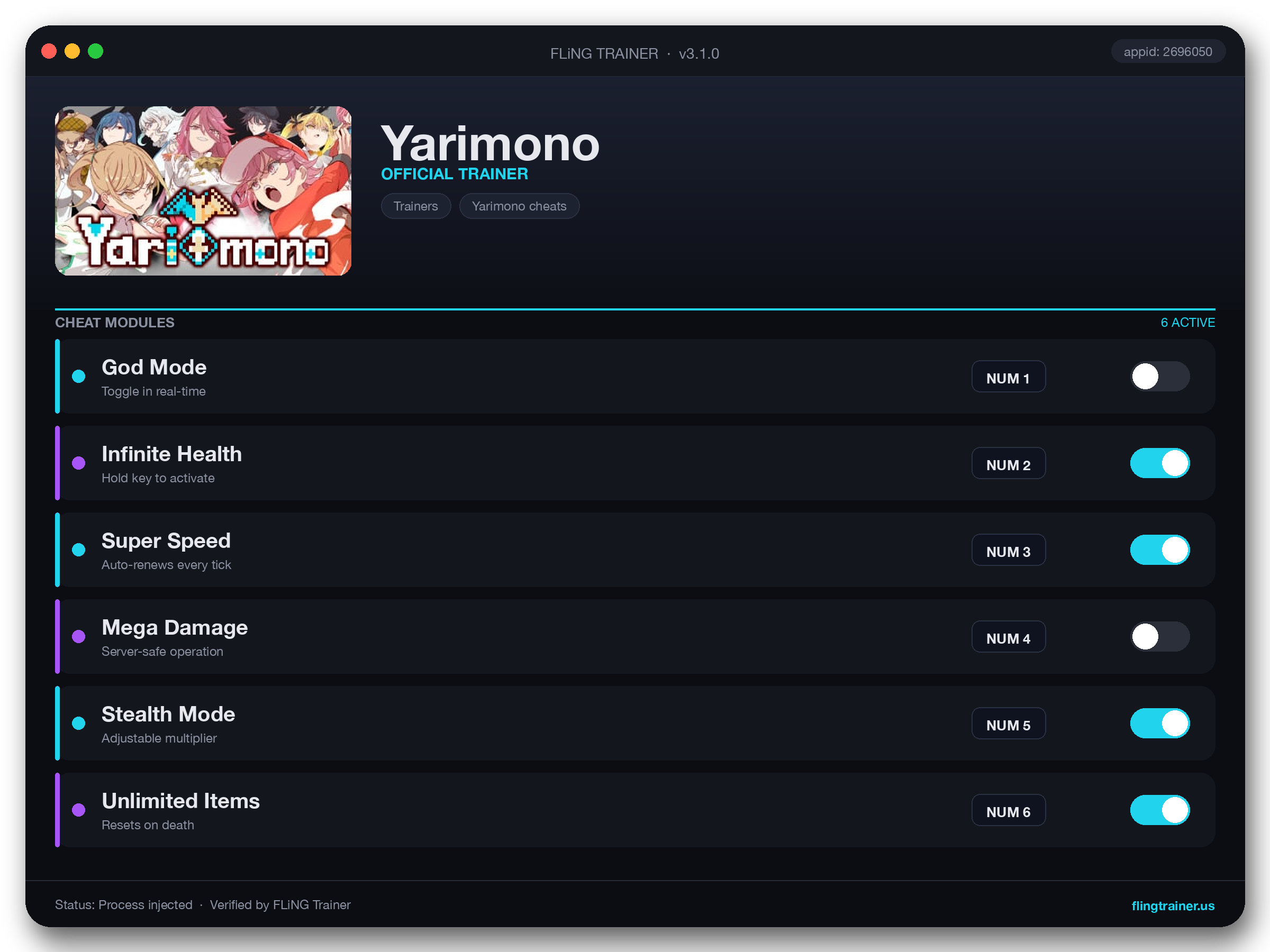 Yarimono Trainer interface