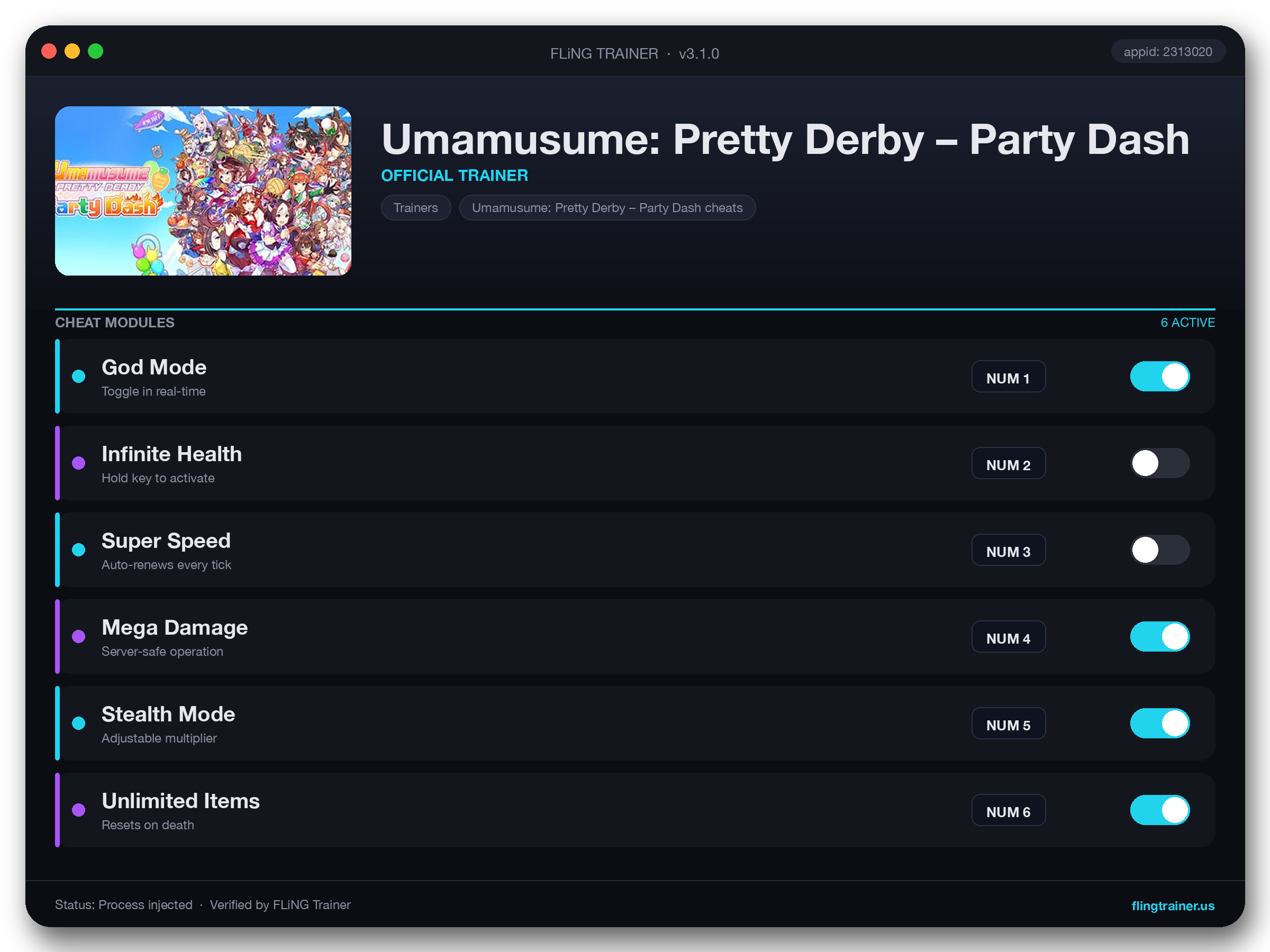 Umamusume: Pretty Derby – Party Dash Trainer interface