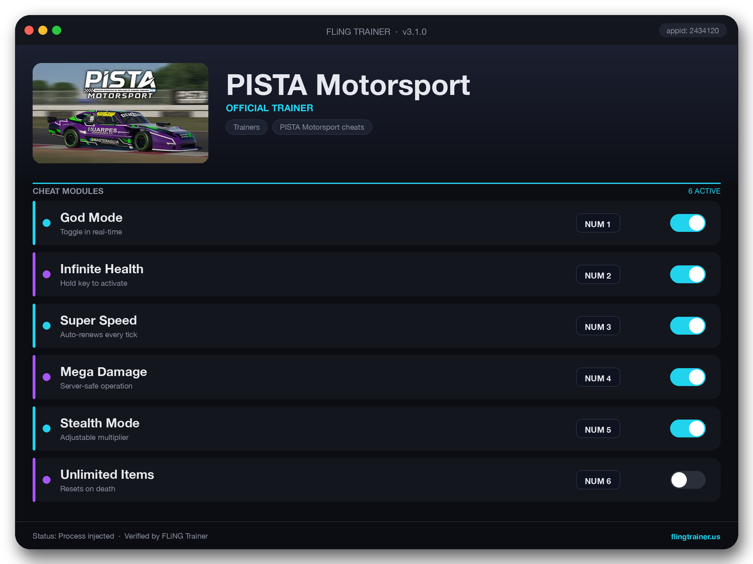 PISTA Motorsport Trainer interface