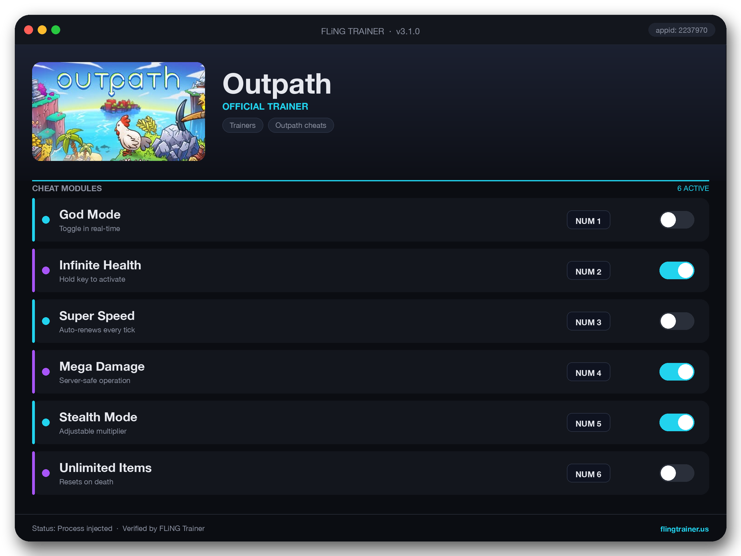 Outpath Trainer interface