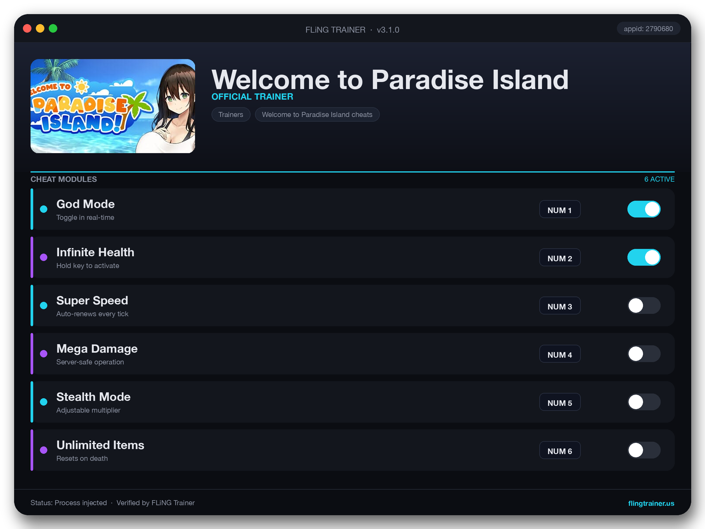 Welcome to Paradise Island Trainer interface