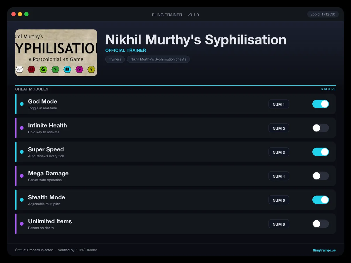 Nikhil Murthy's Syphilisation Trainer interface