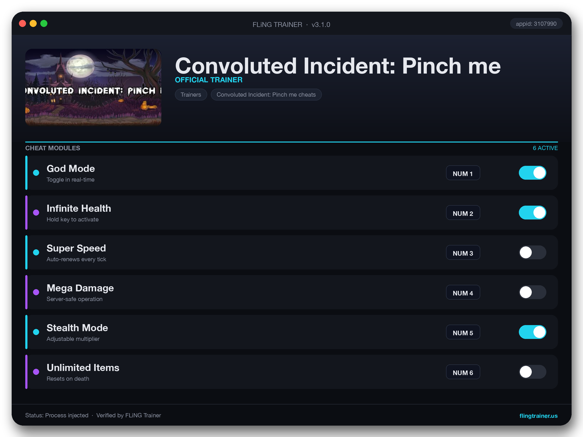 Convoluted Incident: Pinch me Trainer interface