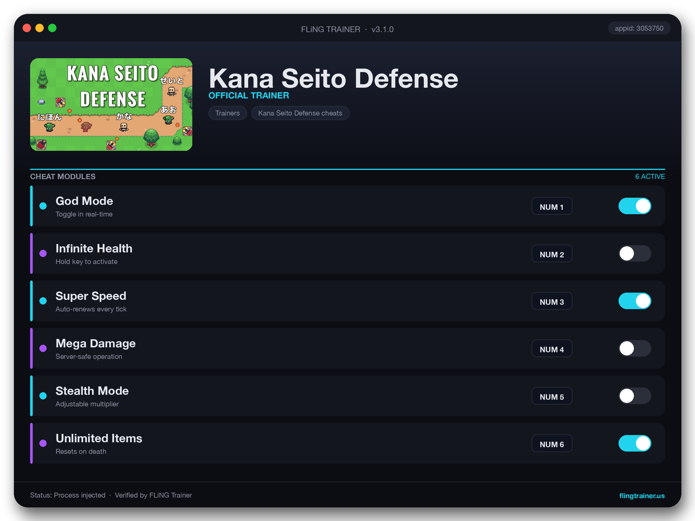 Kana Seito Defense Trainer interface