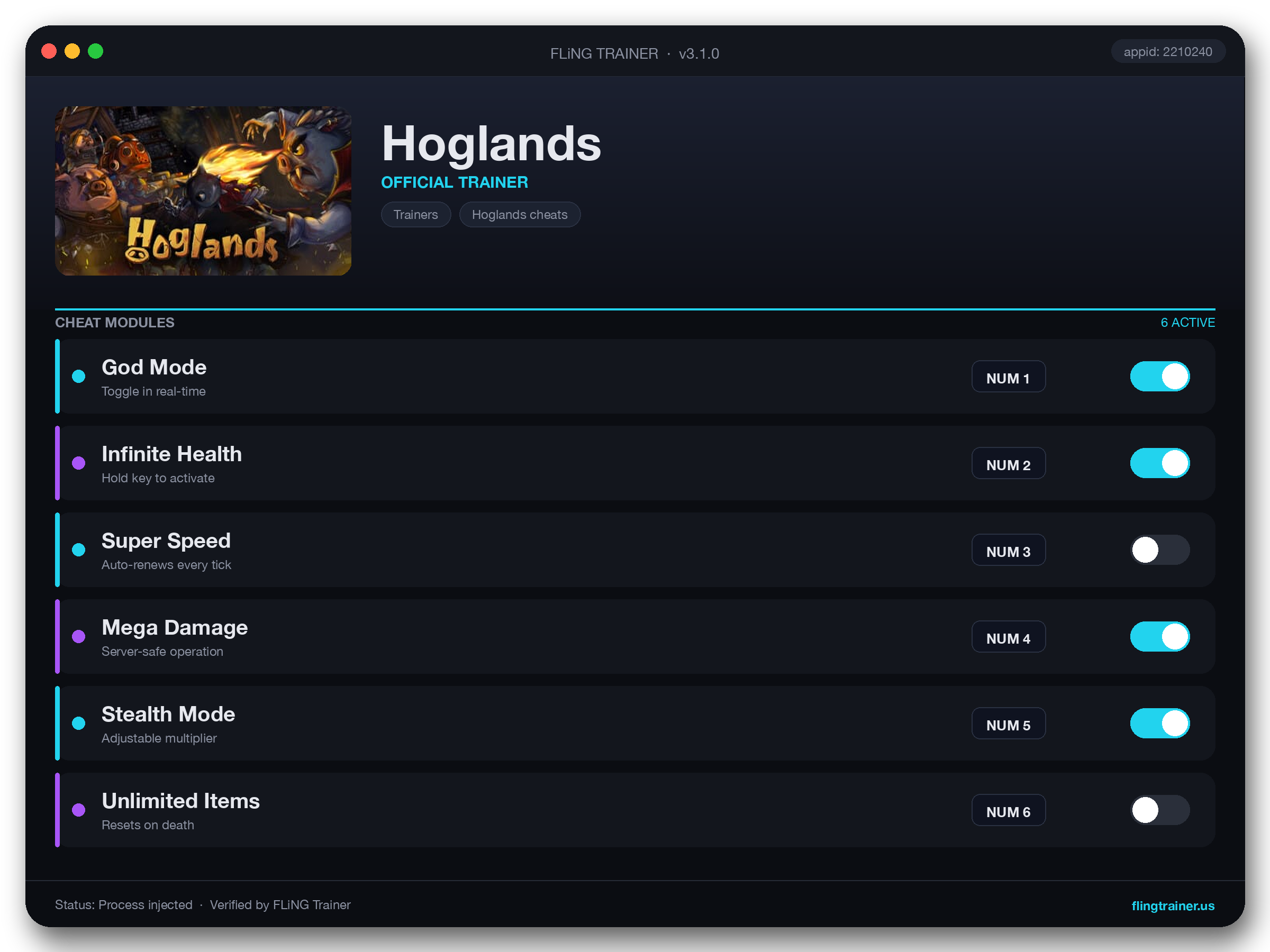 Hoglands Trainer interface