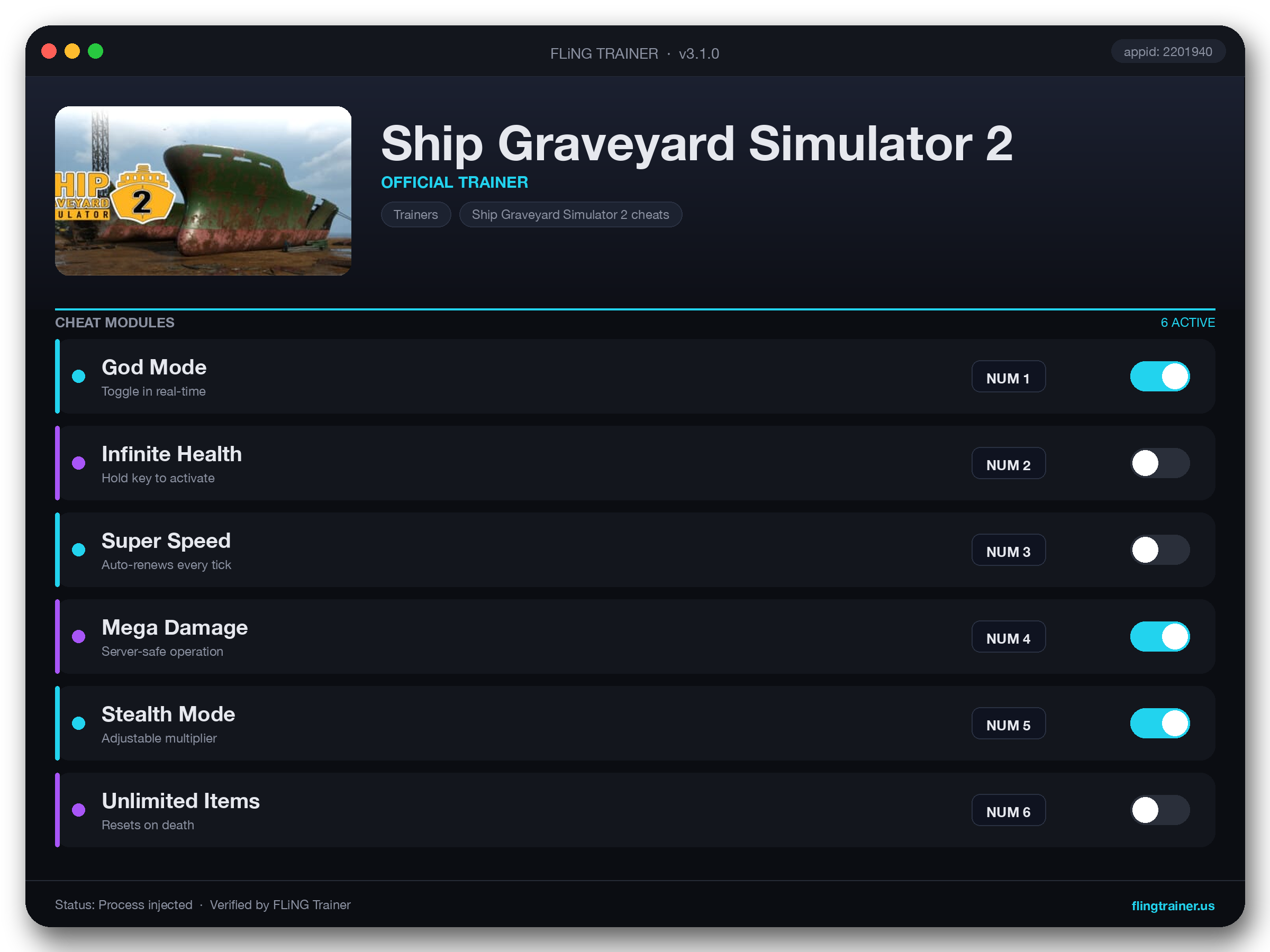 Ship Graveyard Simulator 2 Trainer interface