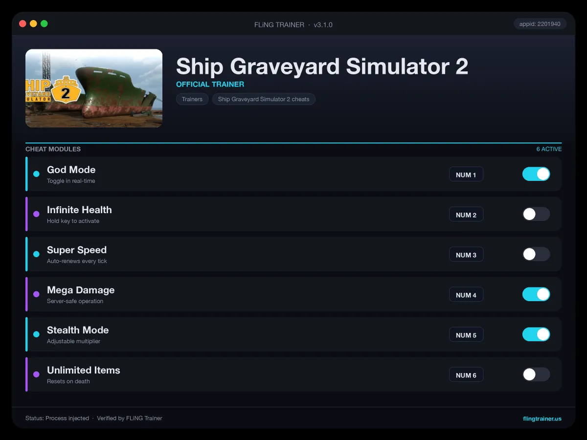 Ship Graveyard Simulator 2 Trainer interface