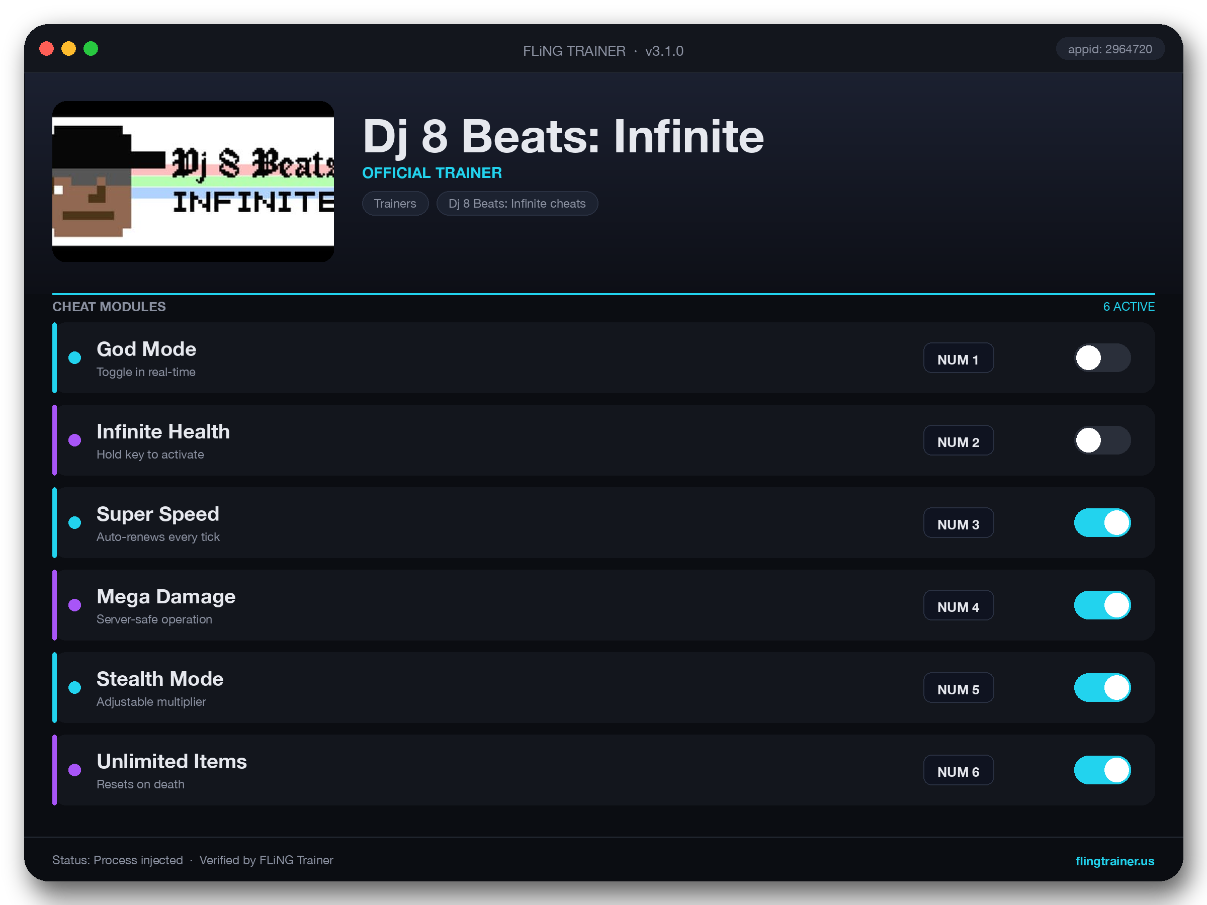 Dj 8 Beats: Infinite Trainer interface