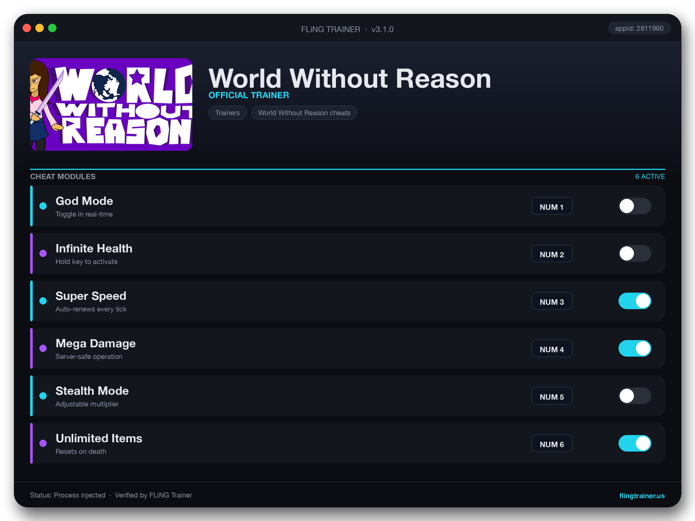 World Without Reason Trainer interface