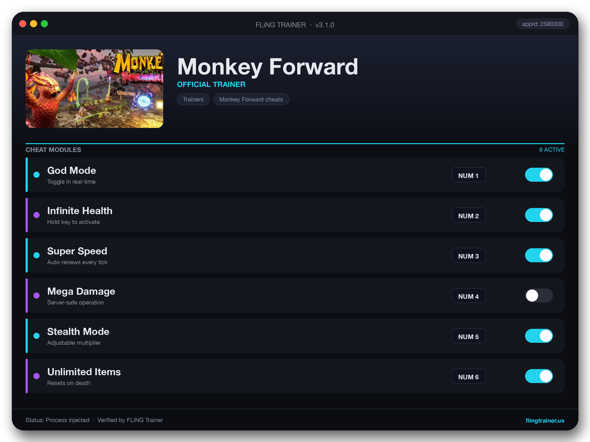Monkey Forward Trainer interface