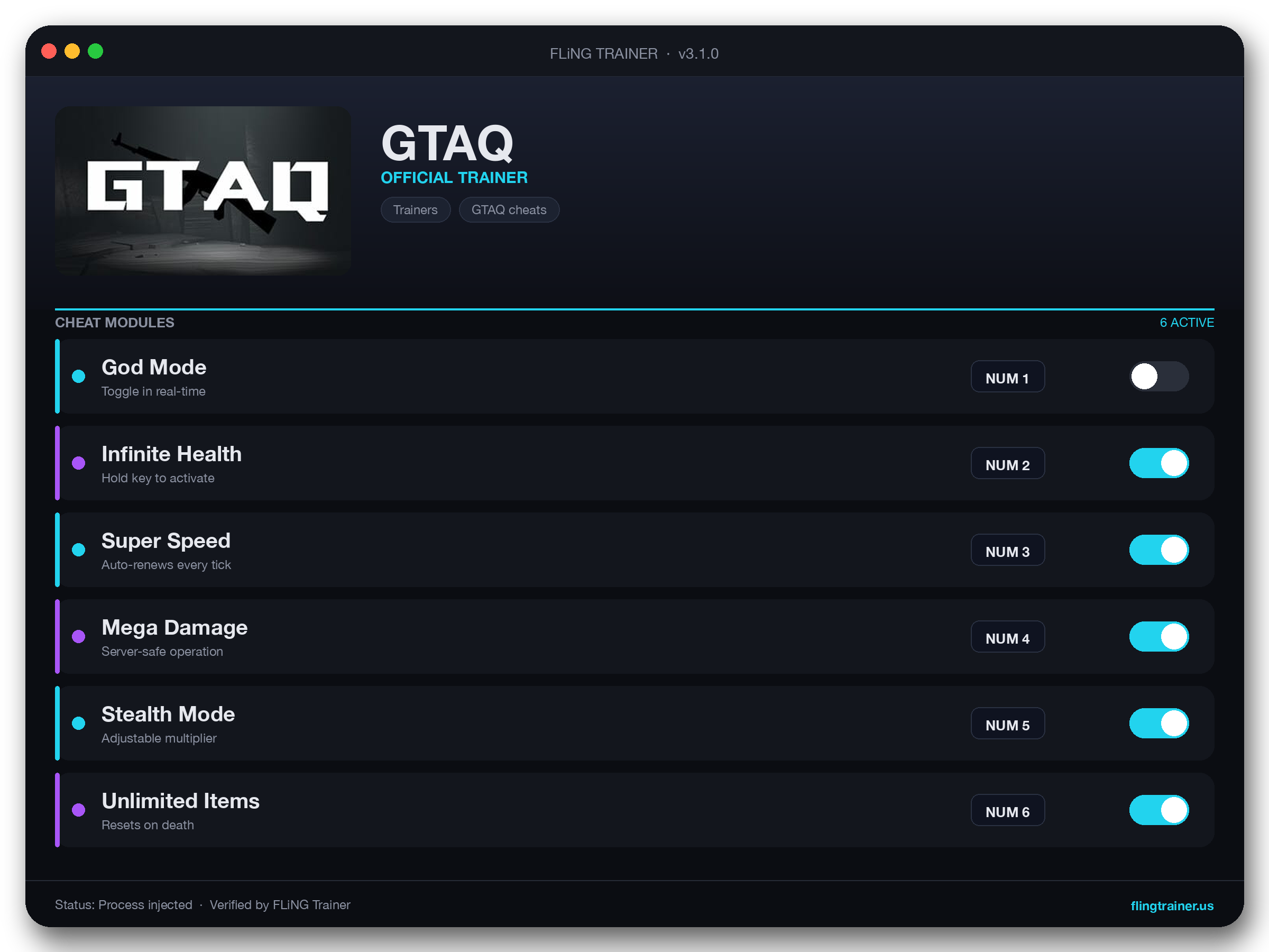 GTAQ Trainer interface