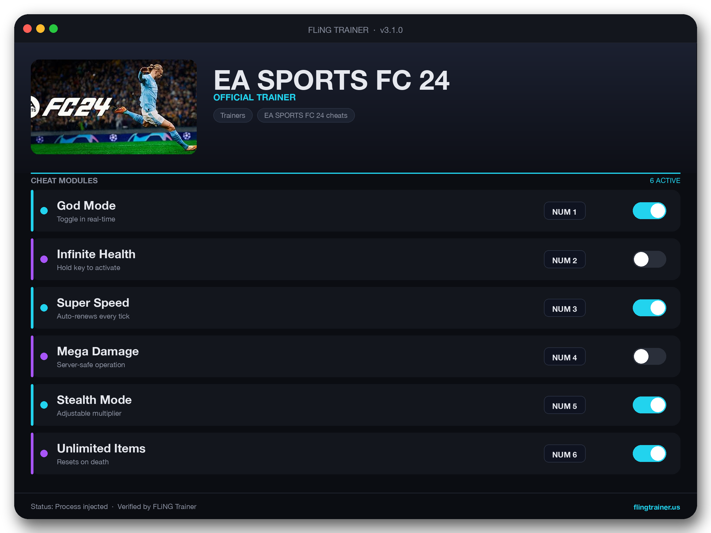 EA SPORTS FC 24 Trainer interface
