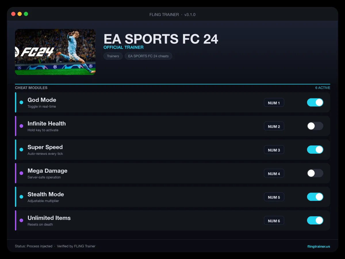 EA SPORTS FC 24 Trainer interface