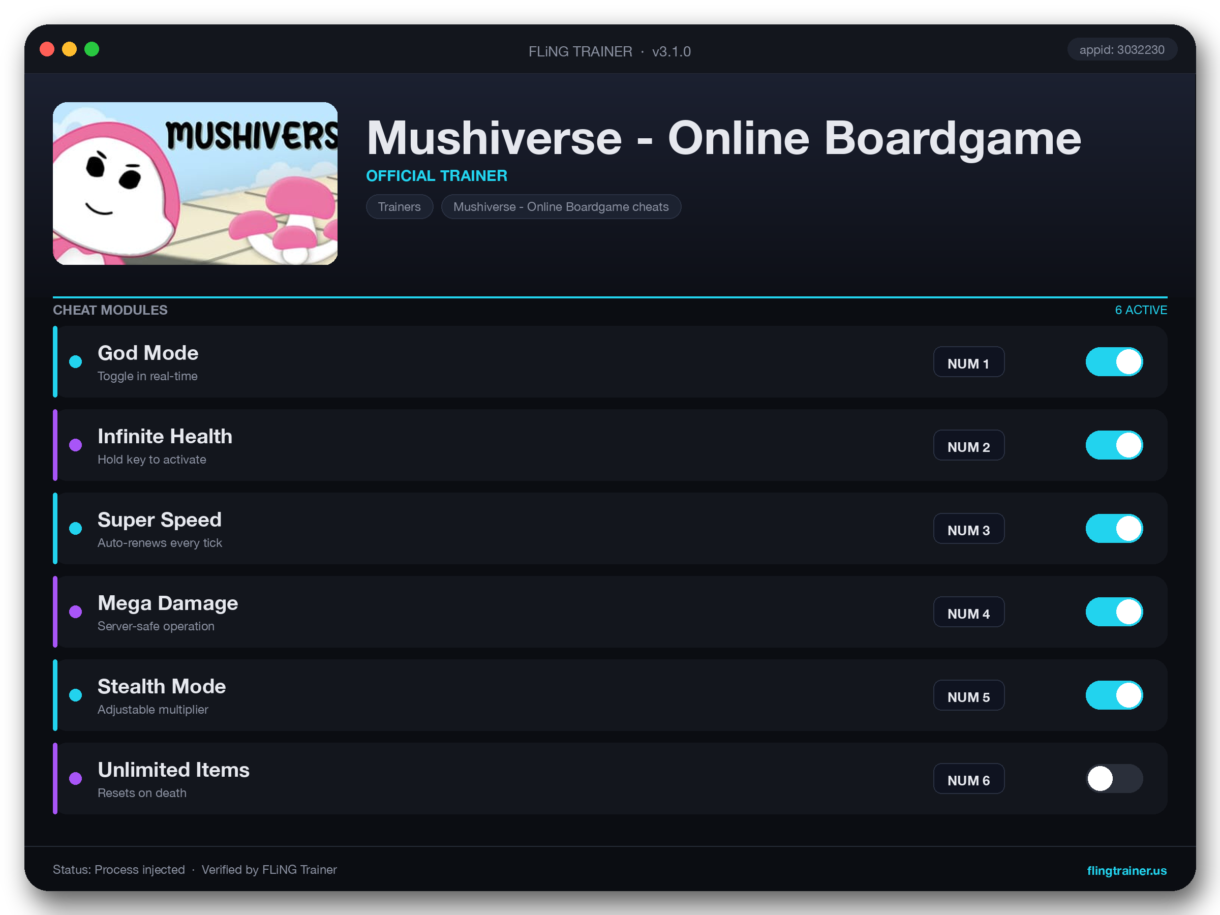 Mushiverse - Online Boardgame Trainer interface