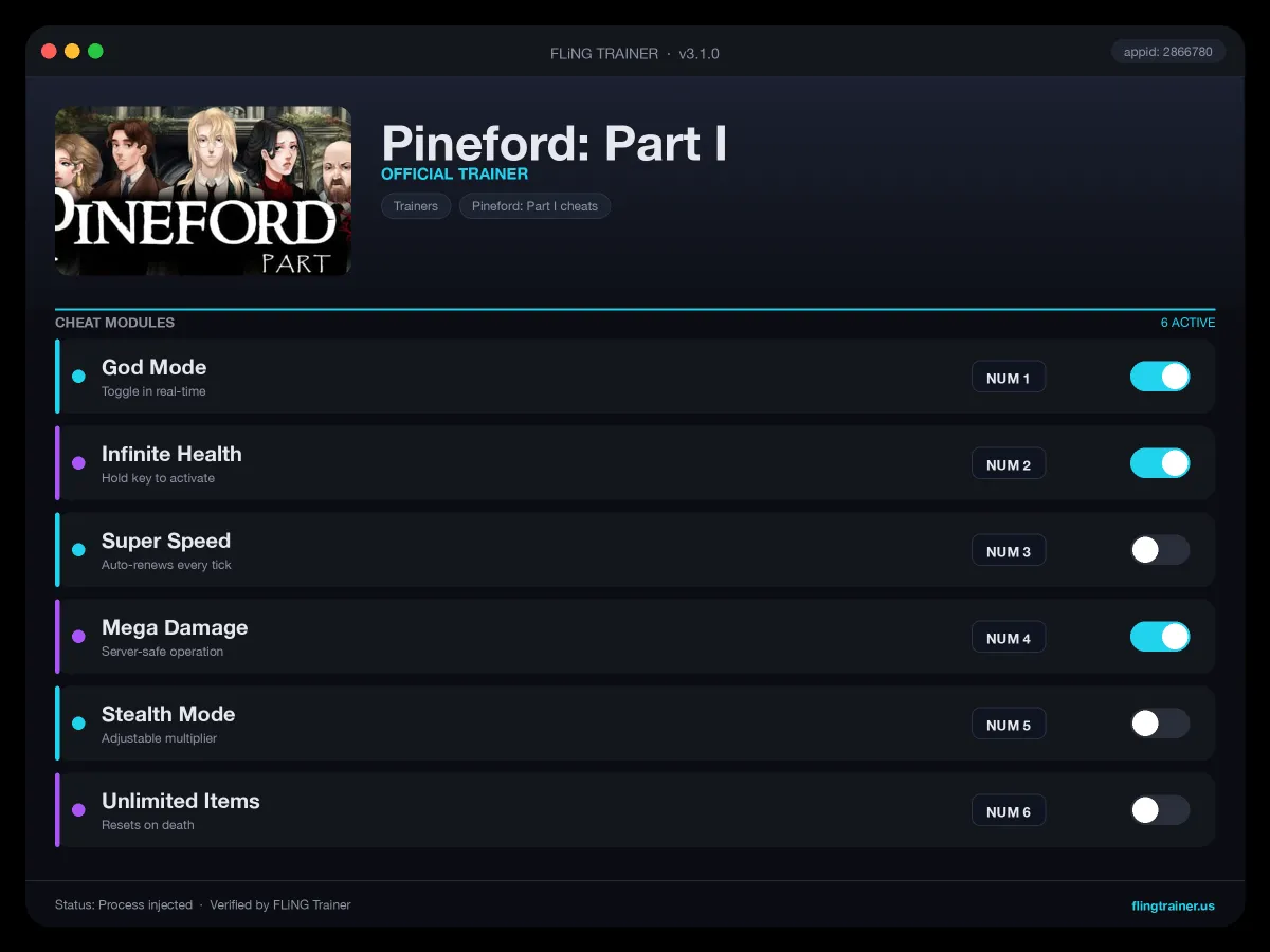 Pineford: Part I Trainer interface
