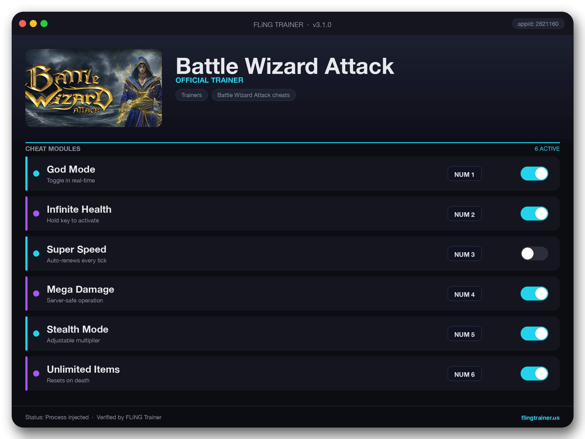 Battle Wizard Attack Trainer interface