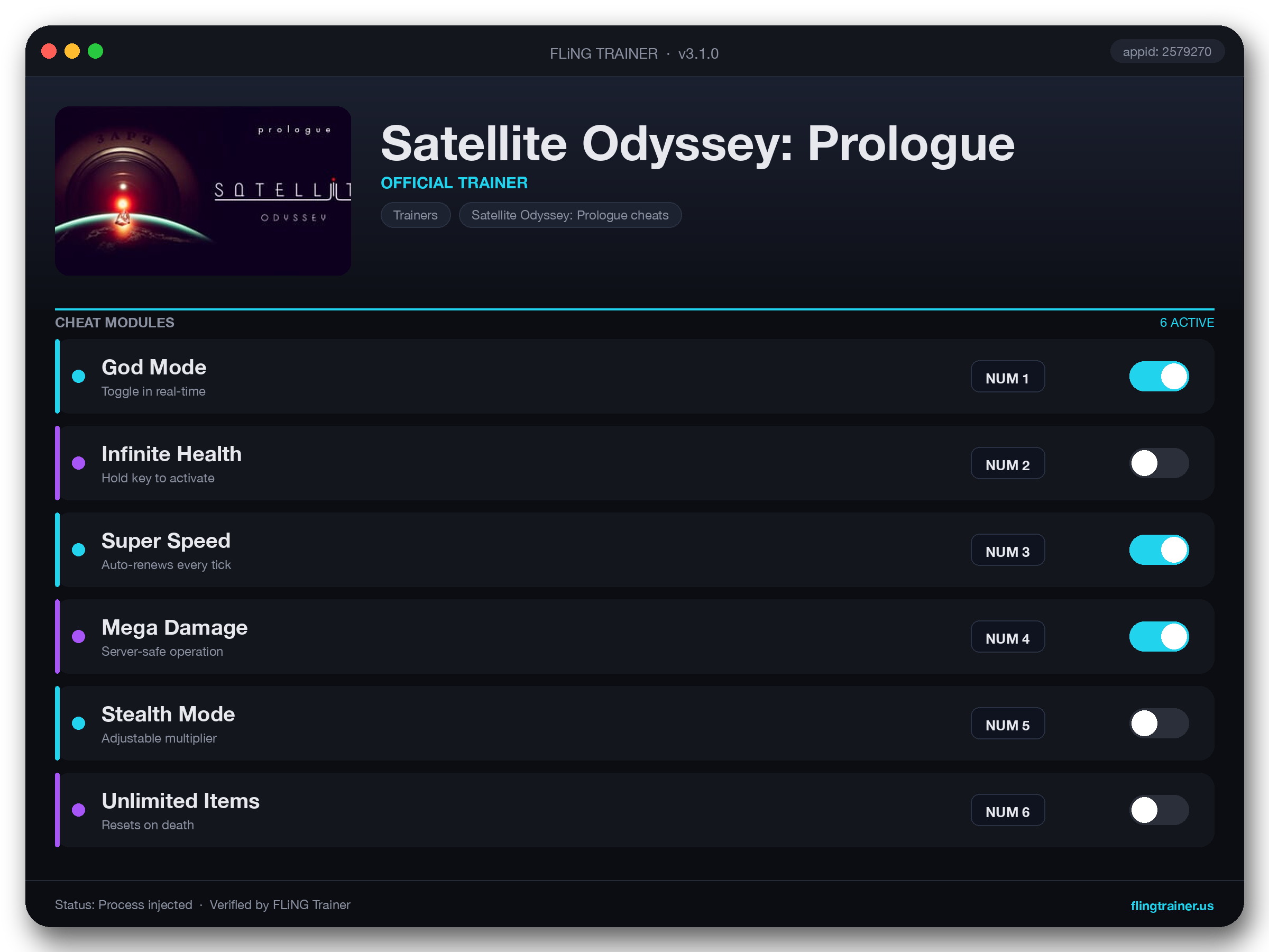 Satellite Odyssey: Prologue Trainer interface