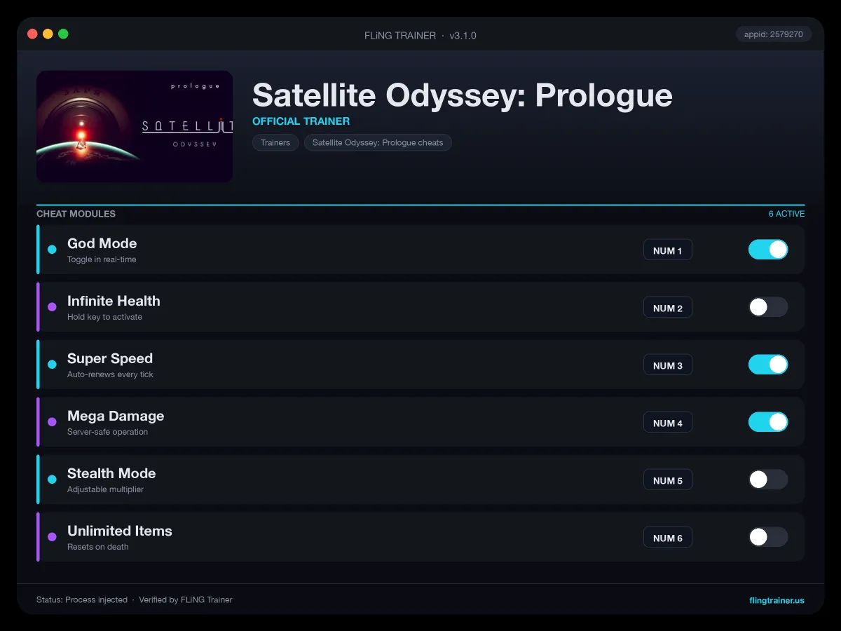 Satellite Odyssey: Prologue Trainer interface