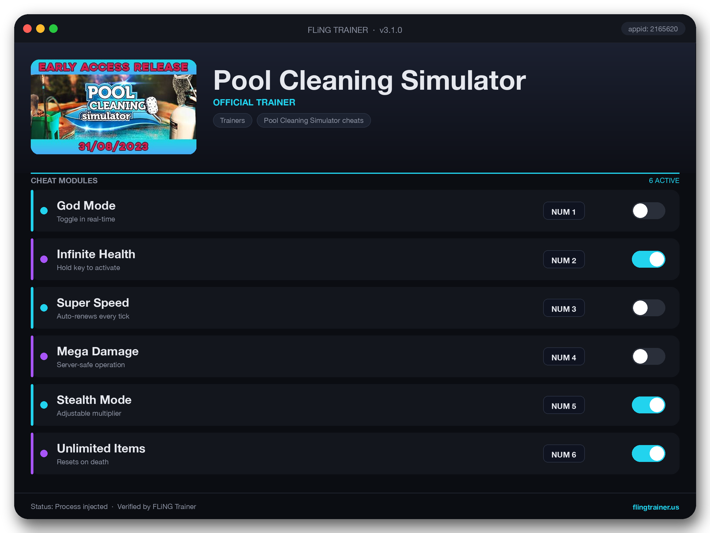 Pool Cleaning Simulator Trainer interface