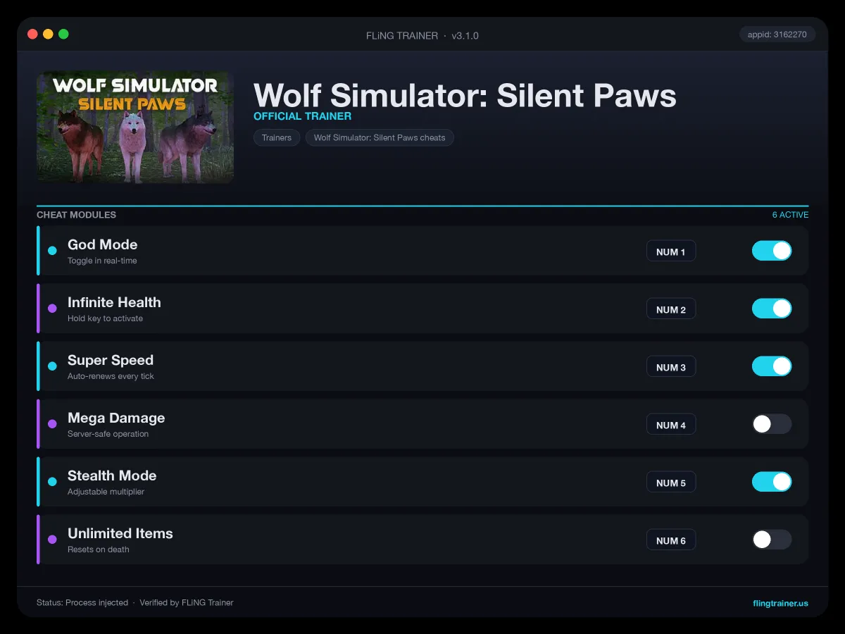 Wolf Simulator: Silent Paws Trainer interface