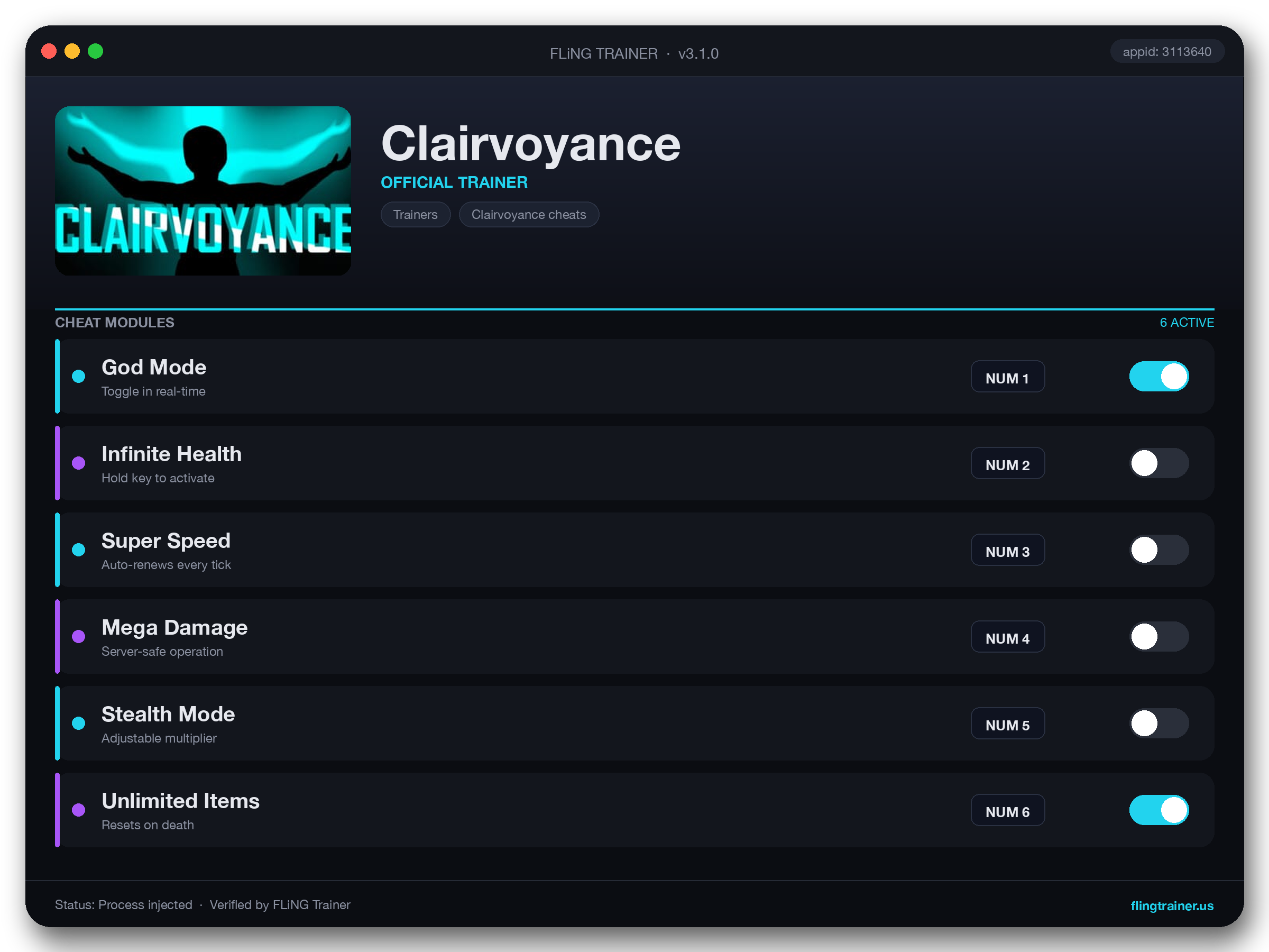 Clairvoyance Trainer interface