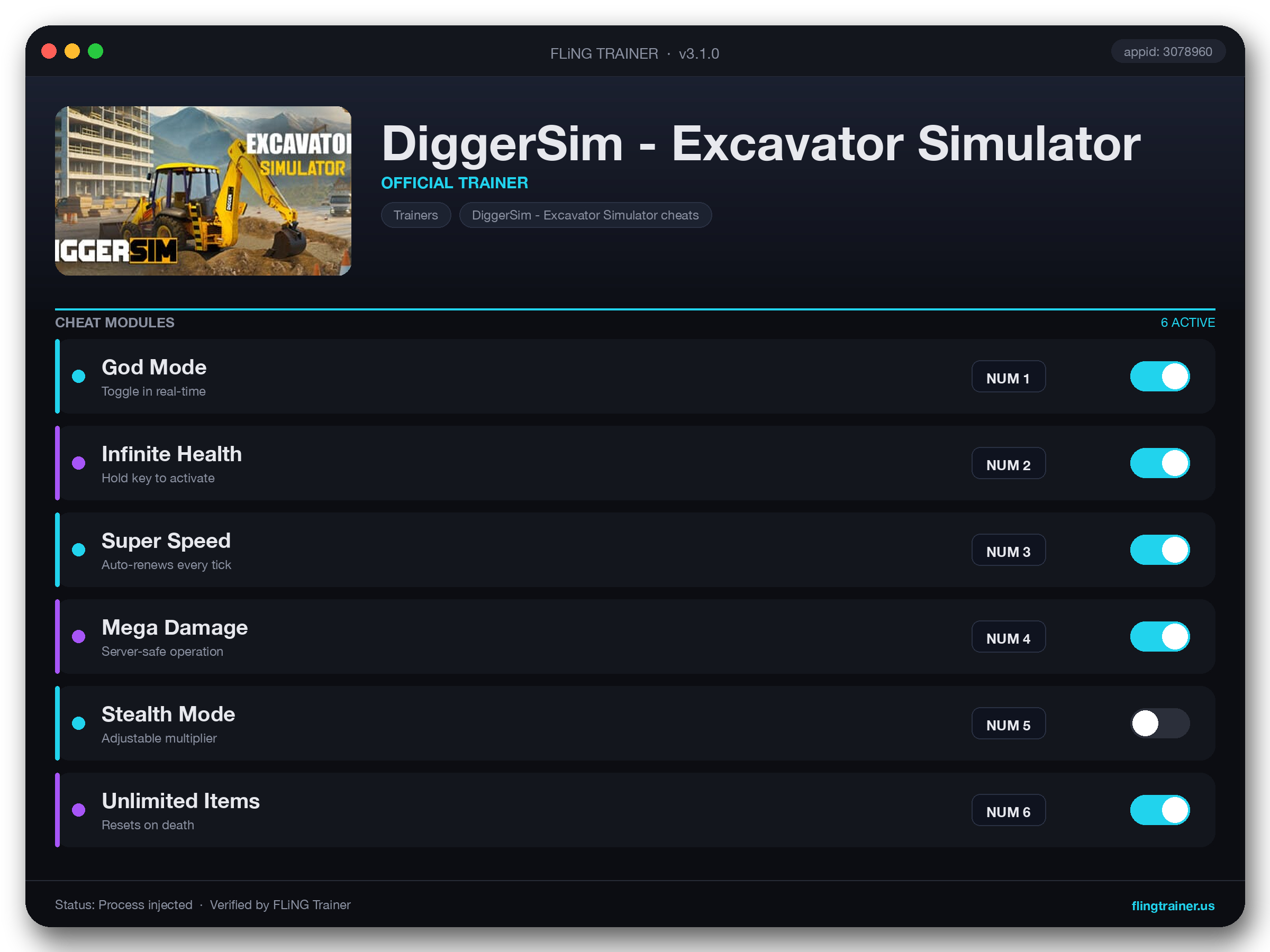 DiggerSim - Excavator Simulator Trainer interface