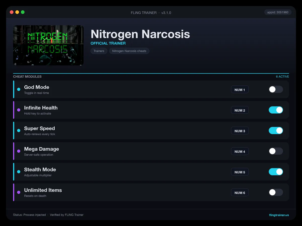 Nitrogen Narcosis Trainer interface