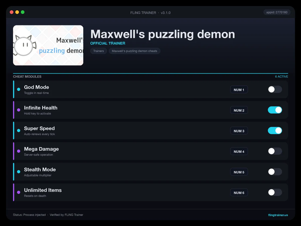 Maxwell's puzzling demon Trainer interface