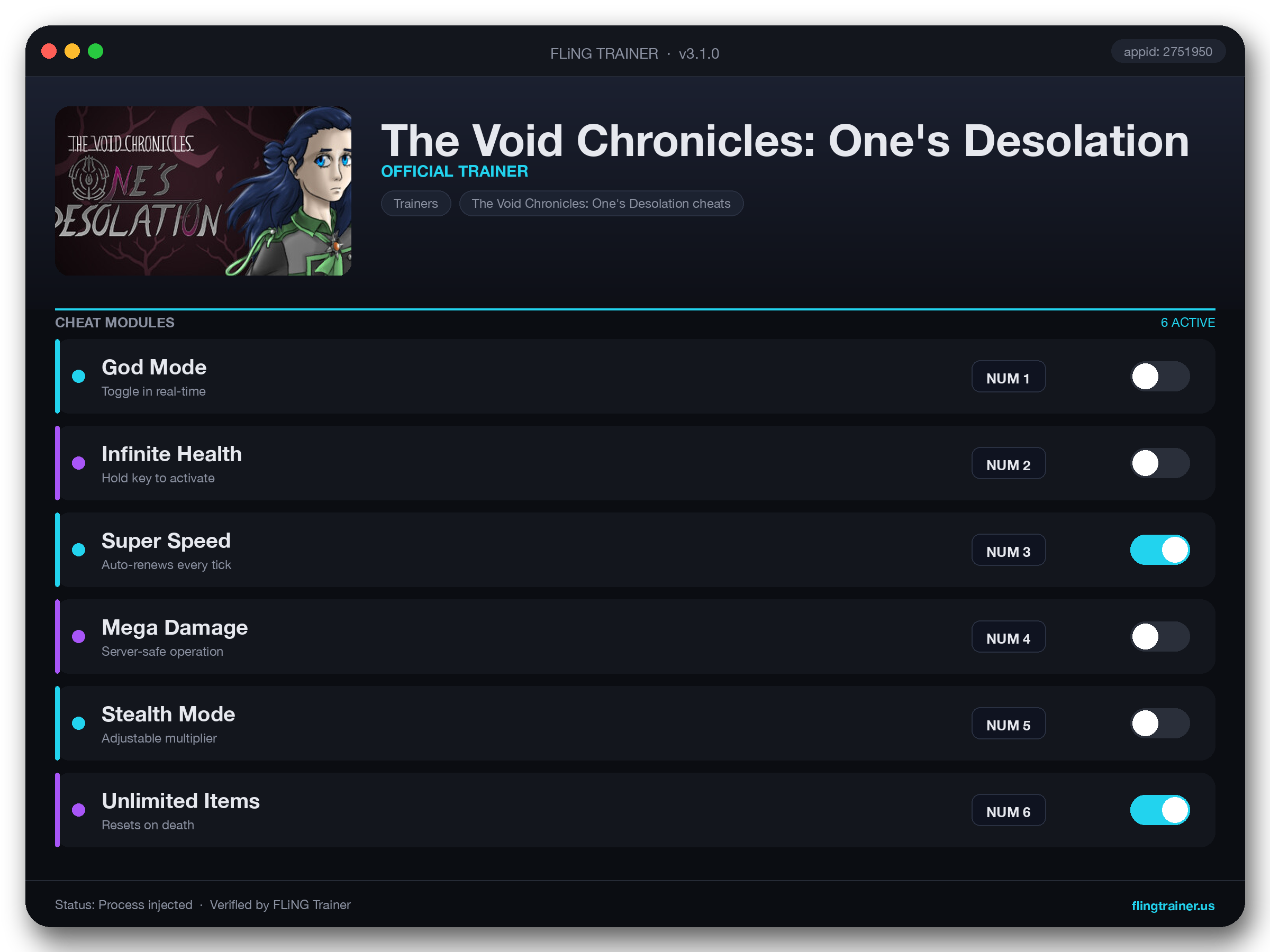 The Void Chronicles: One's Desolation Trainer interface