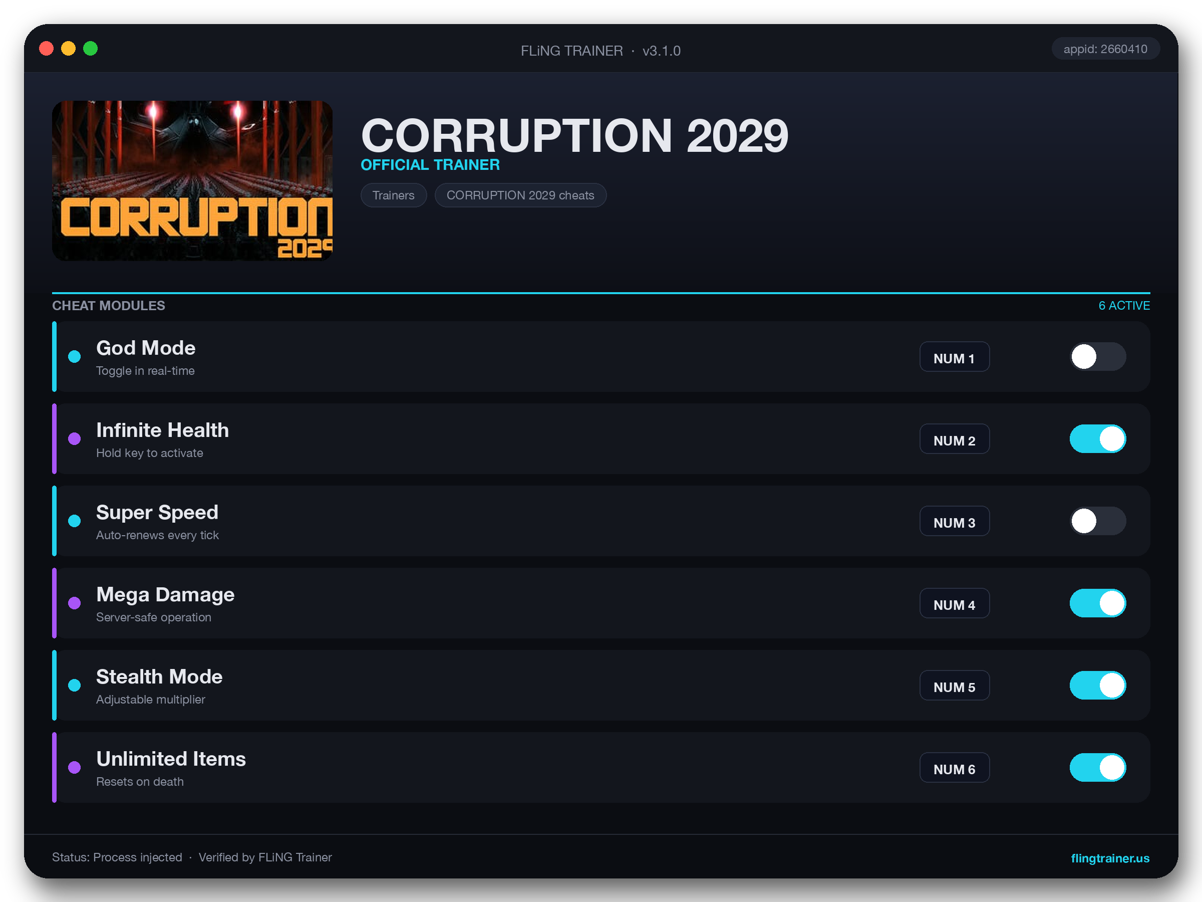 CORRUPTION 2029 Trainer interface