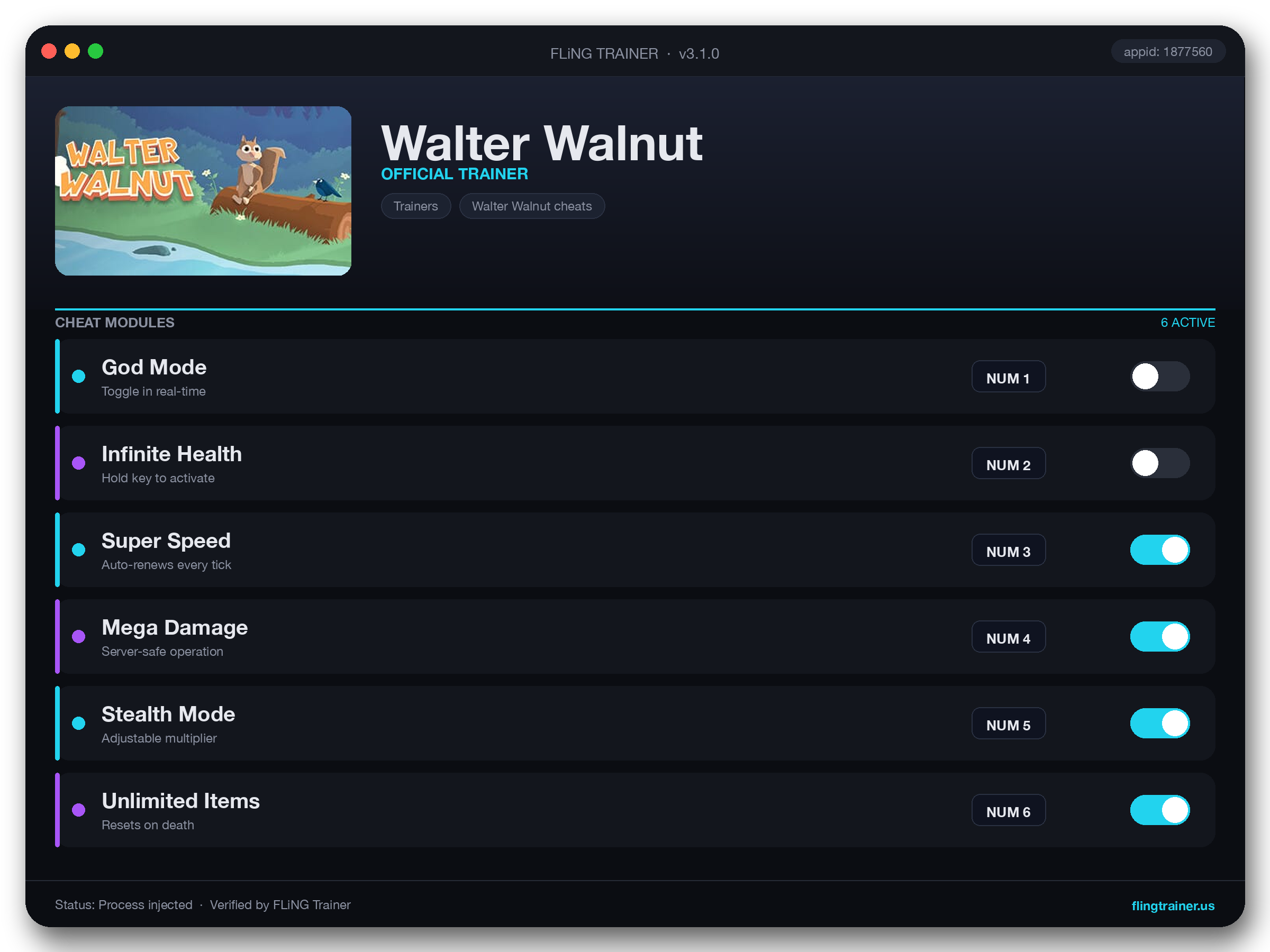 Walter Walnut Trainer interface