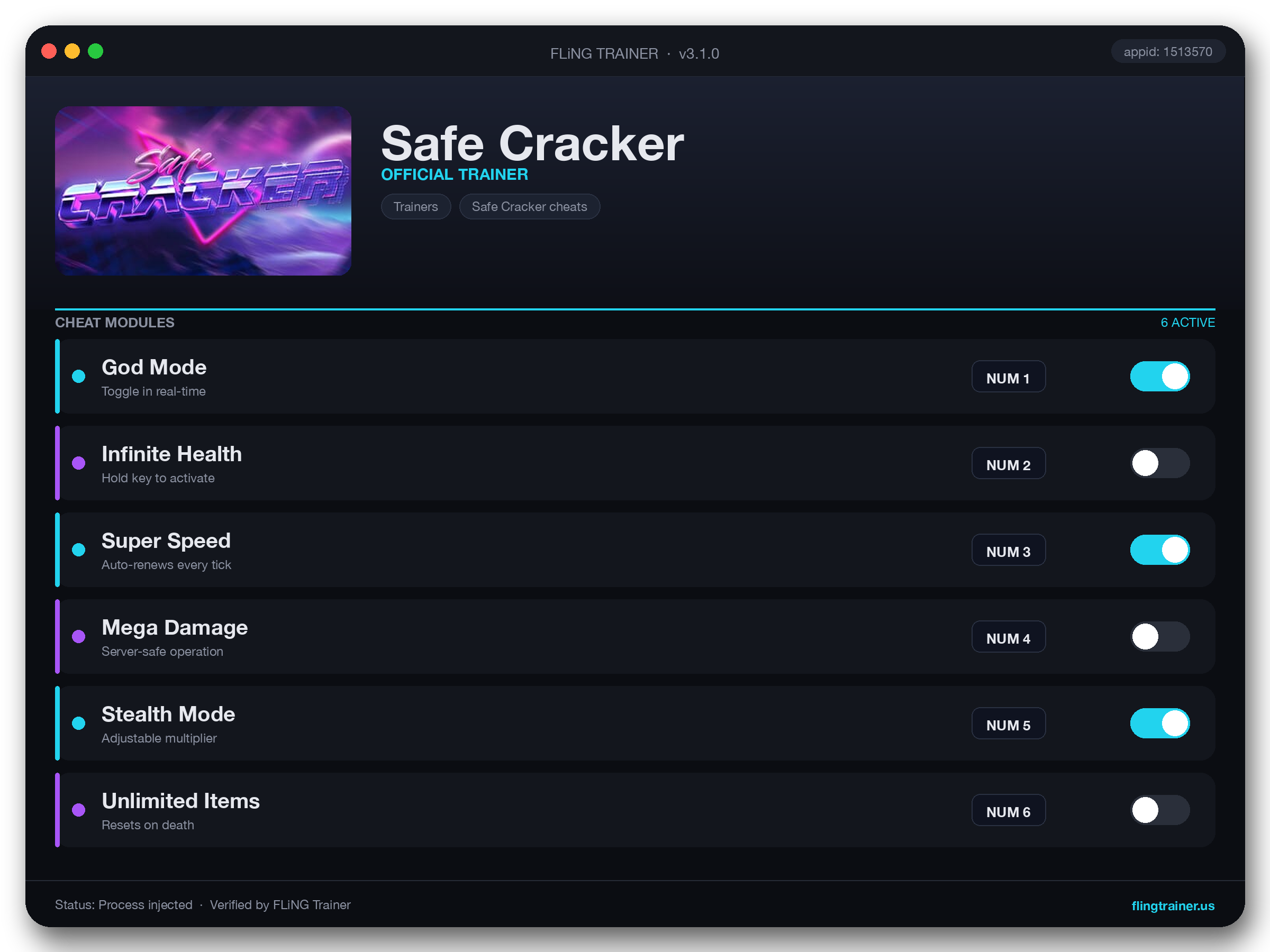 Safe Cracker Trainer interface