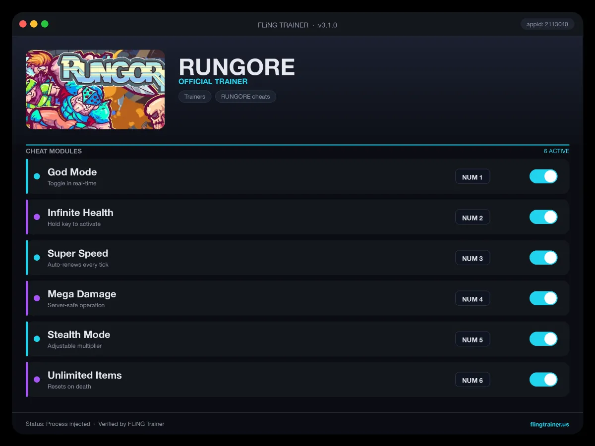 RUNGORE Trainer interface