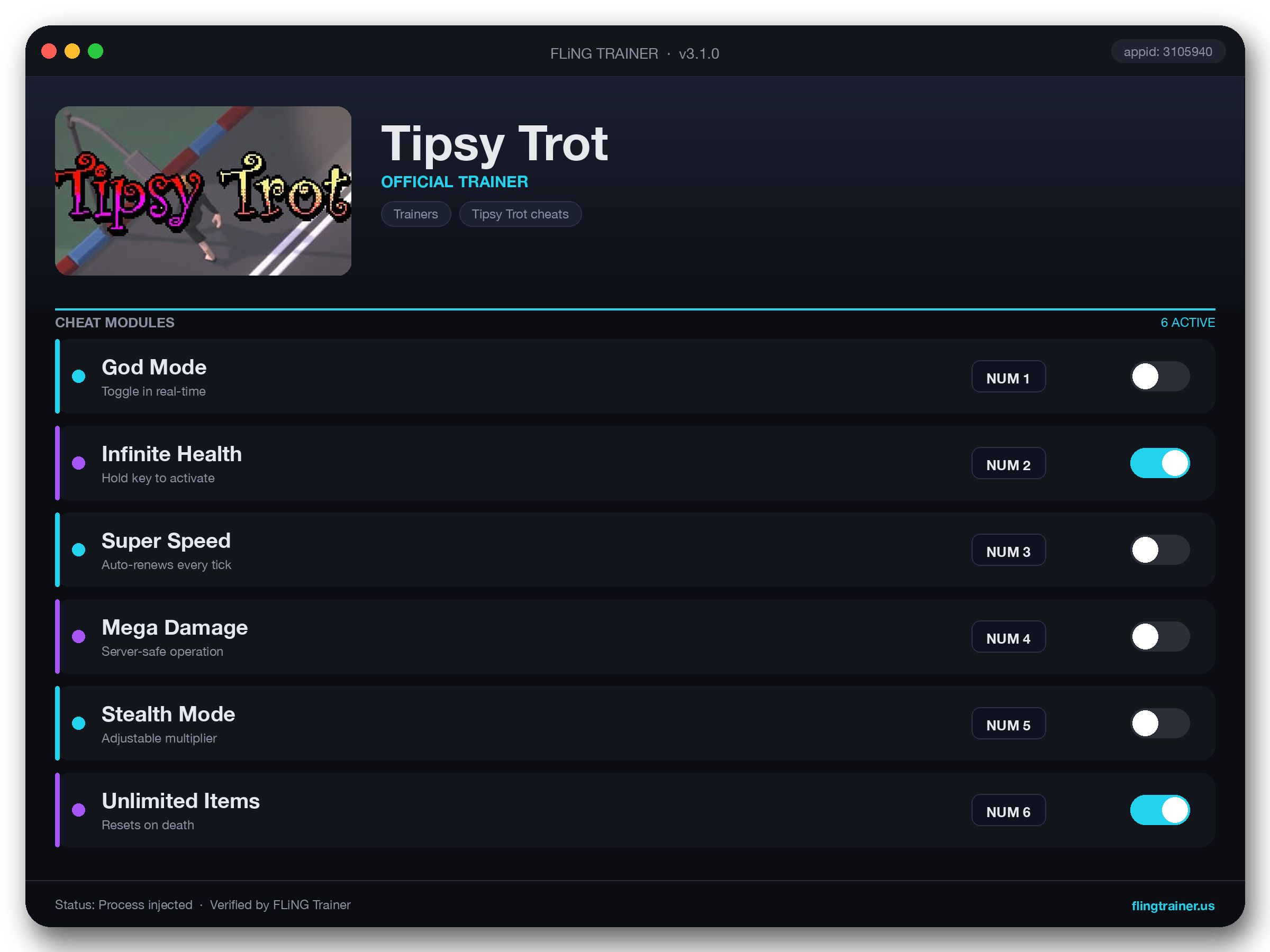 Tipsy Trot Trainer interface