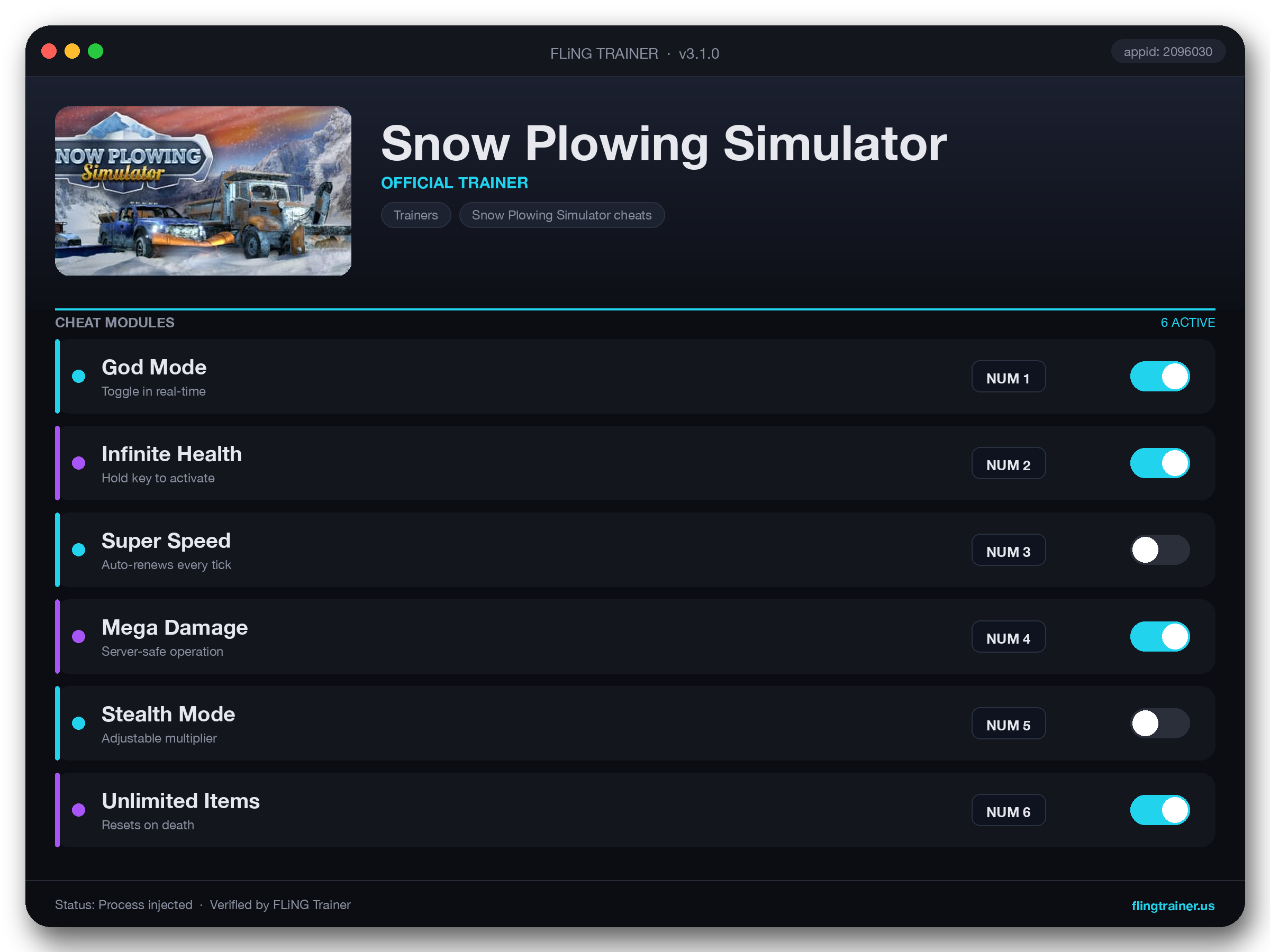 Snow Plowing Simulator Trainer interface